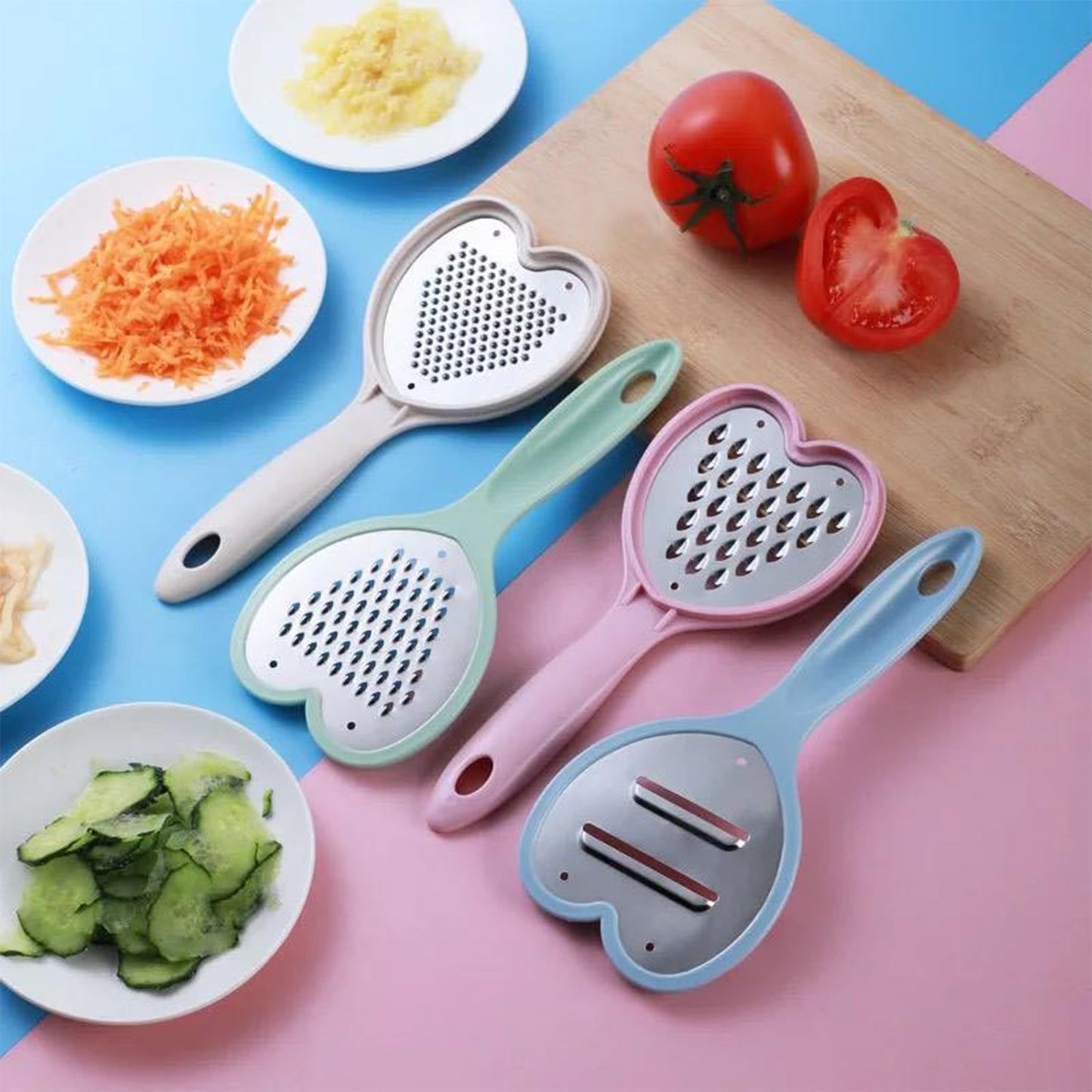 Heart Grater Set and Heart Grater Slicer Used Widely for Grating and Slicing of Fruits, Vegetables, Cheese Etc. Including All Kitchen Purposes. - Springkart 