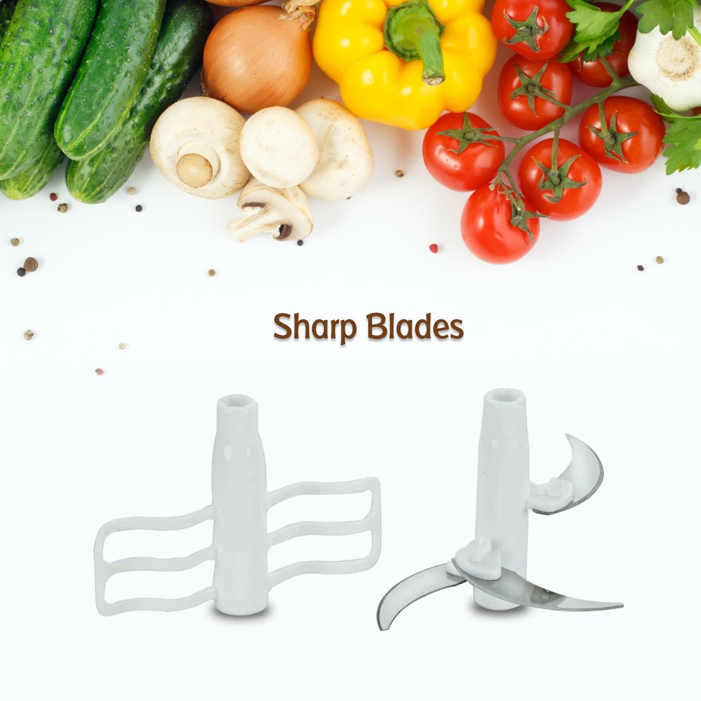 Hand Press Fruits and Vegetable 2 in 1 Push Chopper for Kitchen, 3 Sharp Stainless Steel Blades (1600Ml) - Springkart 