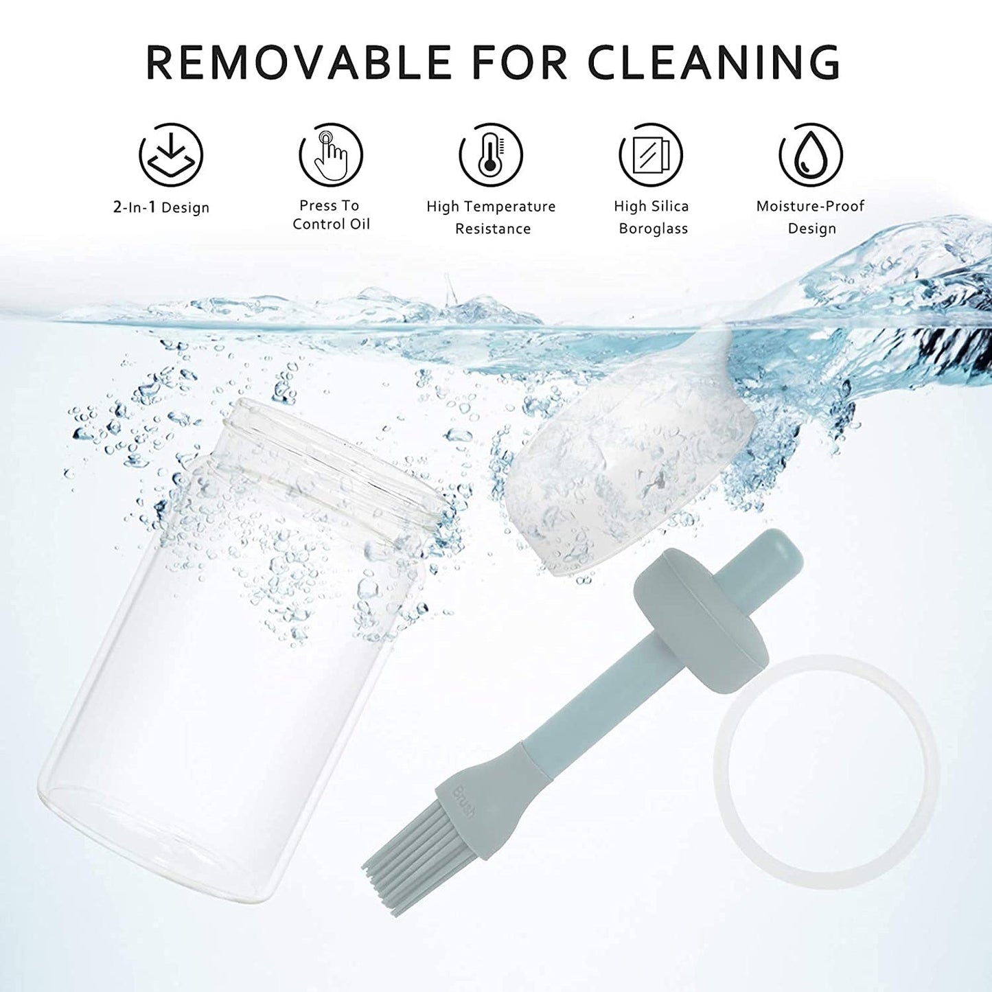 Oil Dispenser with Silicone Oil Brush (1 Pc / With Brush / 250 ML Approx) - Springkart 
