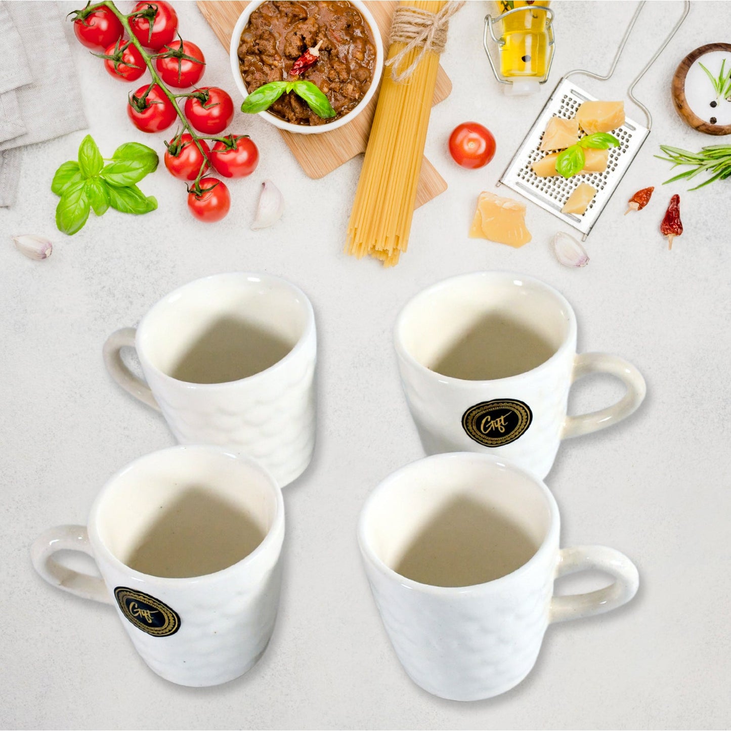 Crysta Ceramic Tea Cups With Plastic tray Environmental Friendly Festival for Milk Cup, Coffee Cup, Tea Cup, Breakfast Cup, Drinking Mug or Outdoor for Household Gift For Birthday (5 Pcs Set) - Springkart 