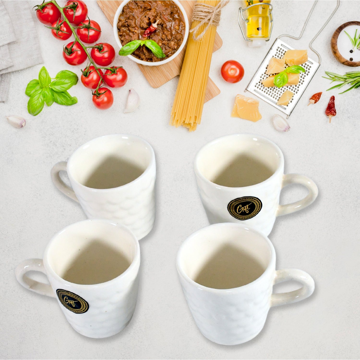Crysta Ceramic Tea Cups With Plastic tray Environmental Friendly Festival for Milk Cup, Coffee Cup, Tea Cup, Breakfast Cup, Drinking Mug or Outdoor for Household Gift For Birthday (5 Pcs Set) - Springkart 