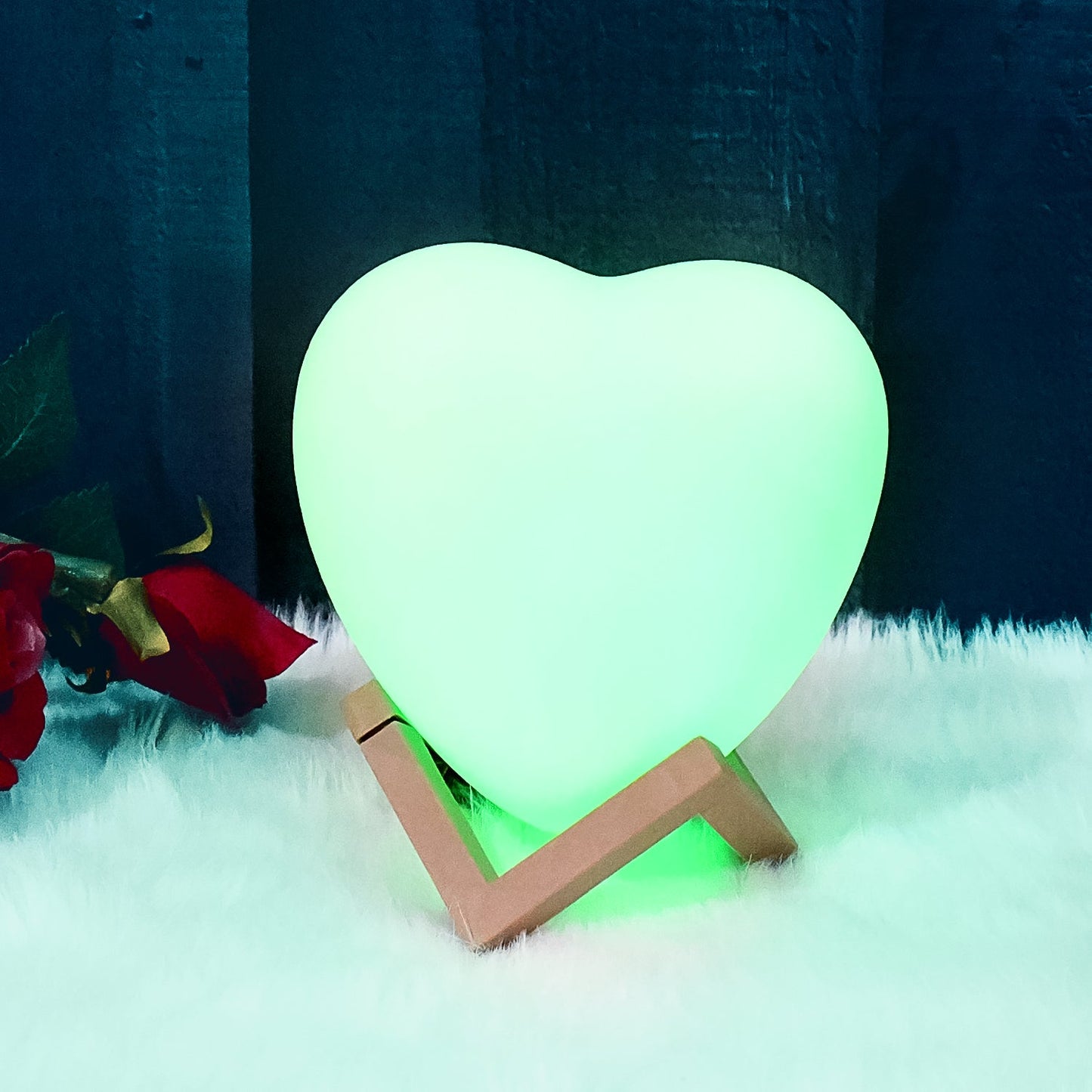 3D Heart Shape Moon Night Lamp with Plastic Stand (13 x12 Cm / 1 Pc) - Springkart 