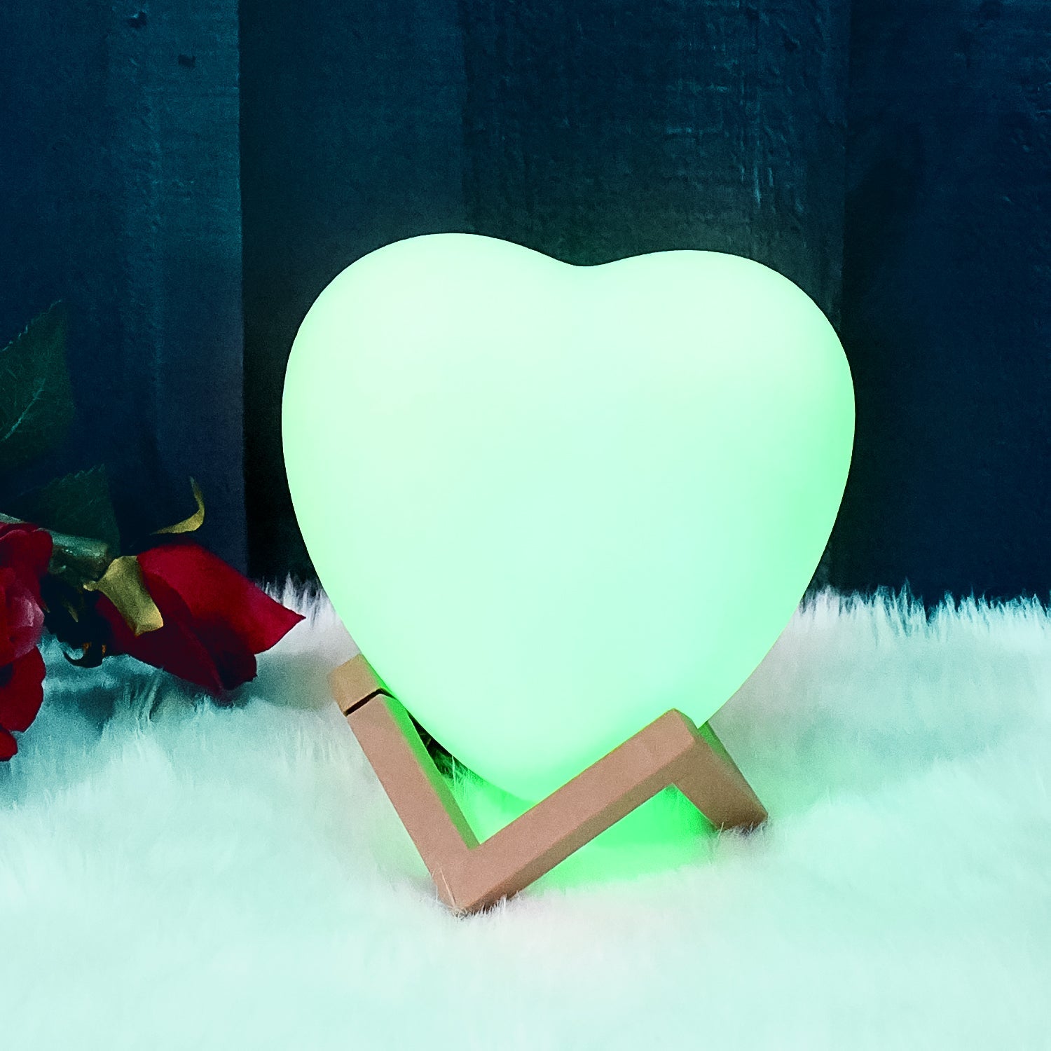 3D Heart Shape Moon Night Lamp with Plastic Stand (13 x12 Cm / 1 Pc) - Springkart 
