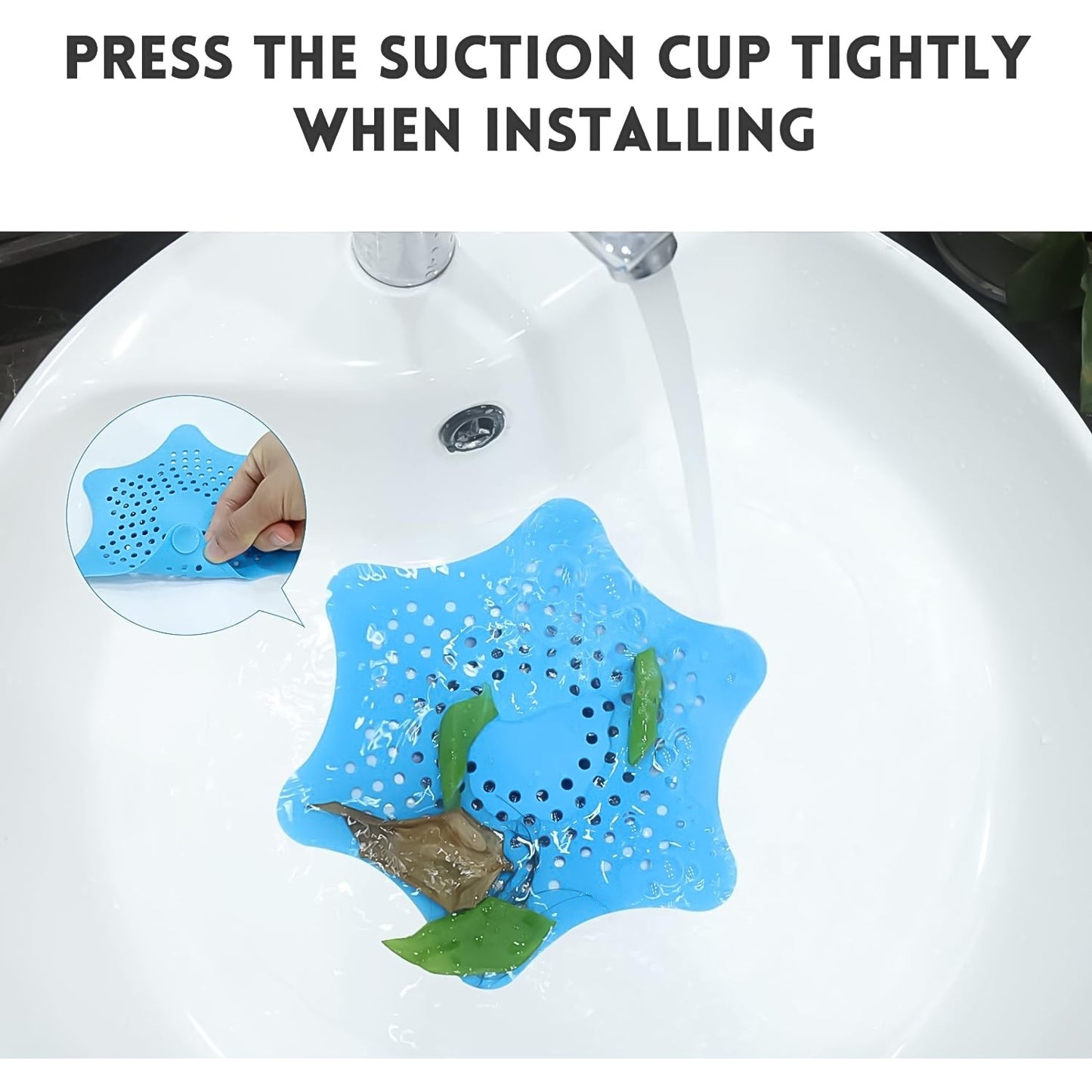 Star Shape Suction Cup Kitchen Bathroom Sink Drain Strainer Hair Stopper Filter, Star Shaped Sink Filter Bathroom Hair Catcher, Drain Strainers Cover Trap Basin (3 Pc)