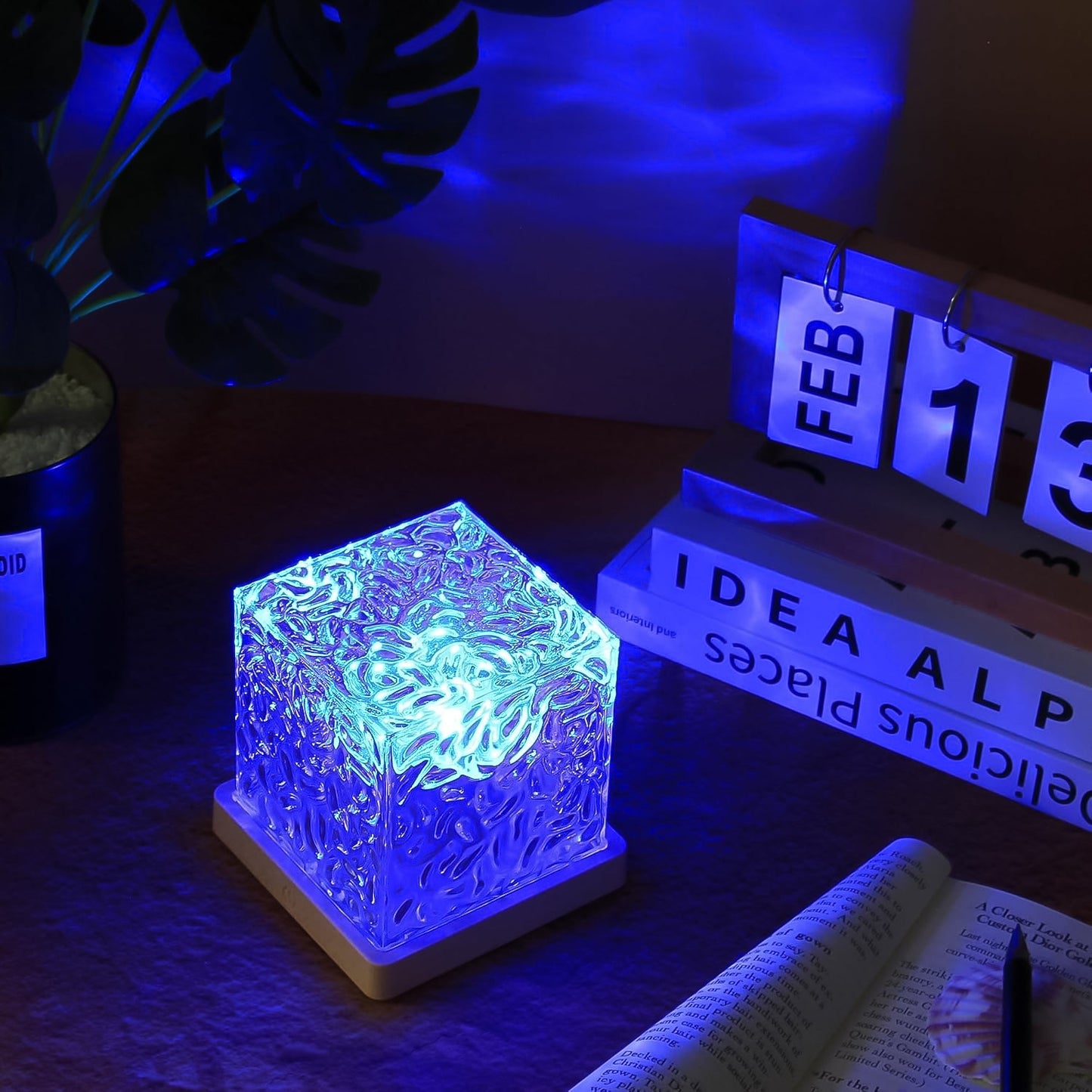 Dynamic Rotating Water Ripple Night Lamp With Remote - Springkart 