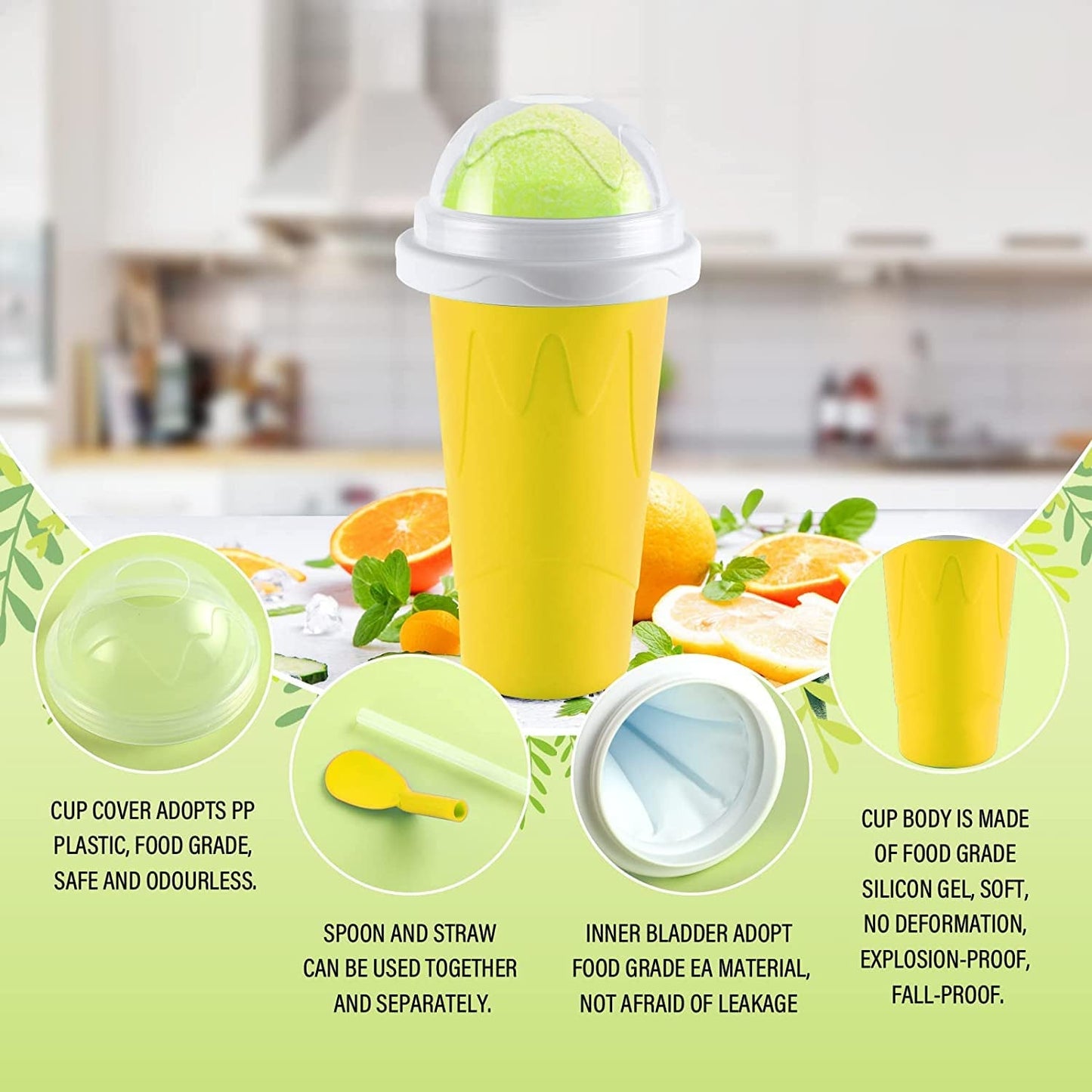 Smoothies Maker Cup, Magic Quick Frozen Smoothies Cup Cooling Cup Double Layer Squeeze Cup Slushy Maker (1 Pc) - Springkart 