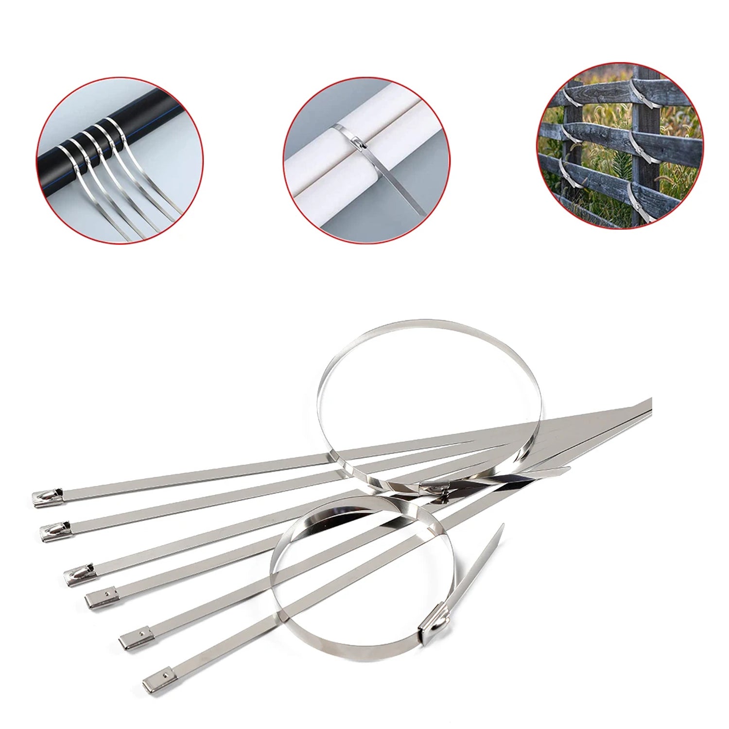 Stainless Steel Cable TIE Used for Solar, Industrial and Home Improvement Multipurpose HIGH Strength, Self-Locking Zip Ties, Multi-purpose Tie, Portable Rustproof 100Pcs Wide Application Zip Tie Set for Building (4.6x100MM / 100 pcs Set) - Springkart 