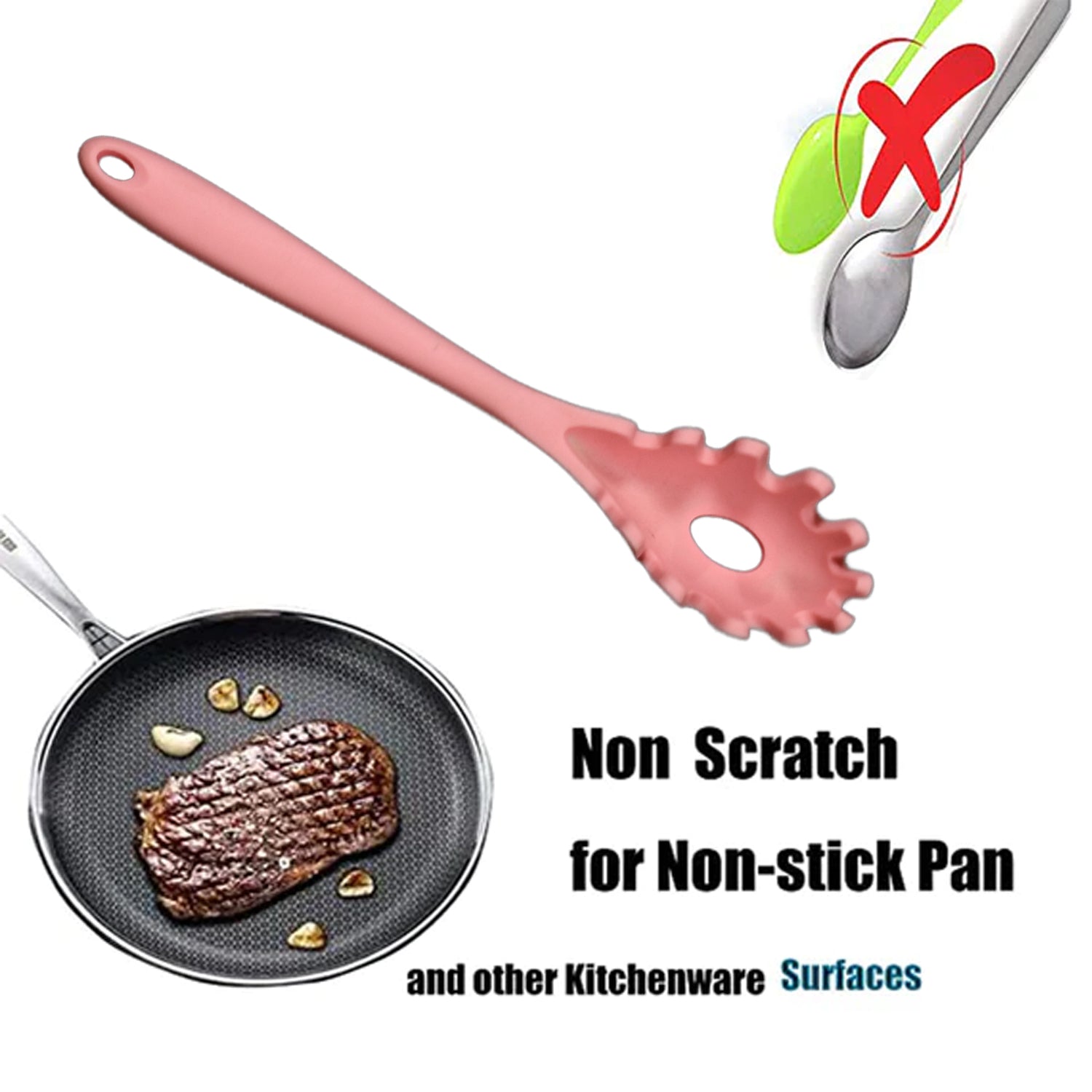 Silicone Pasta Fork Spaghetti Strainer, Non-Slip Heat Resistant - Springkart 