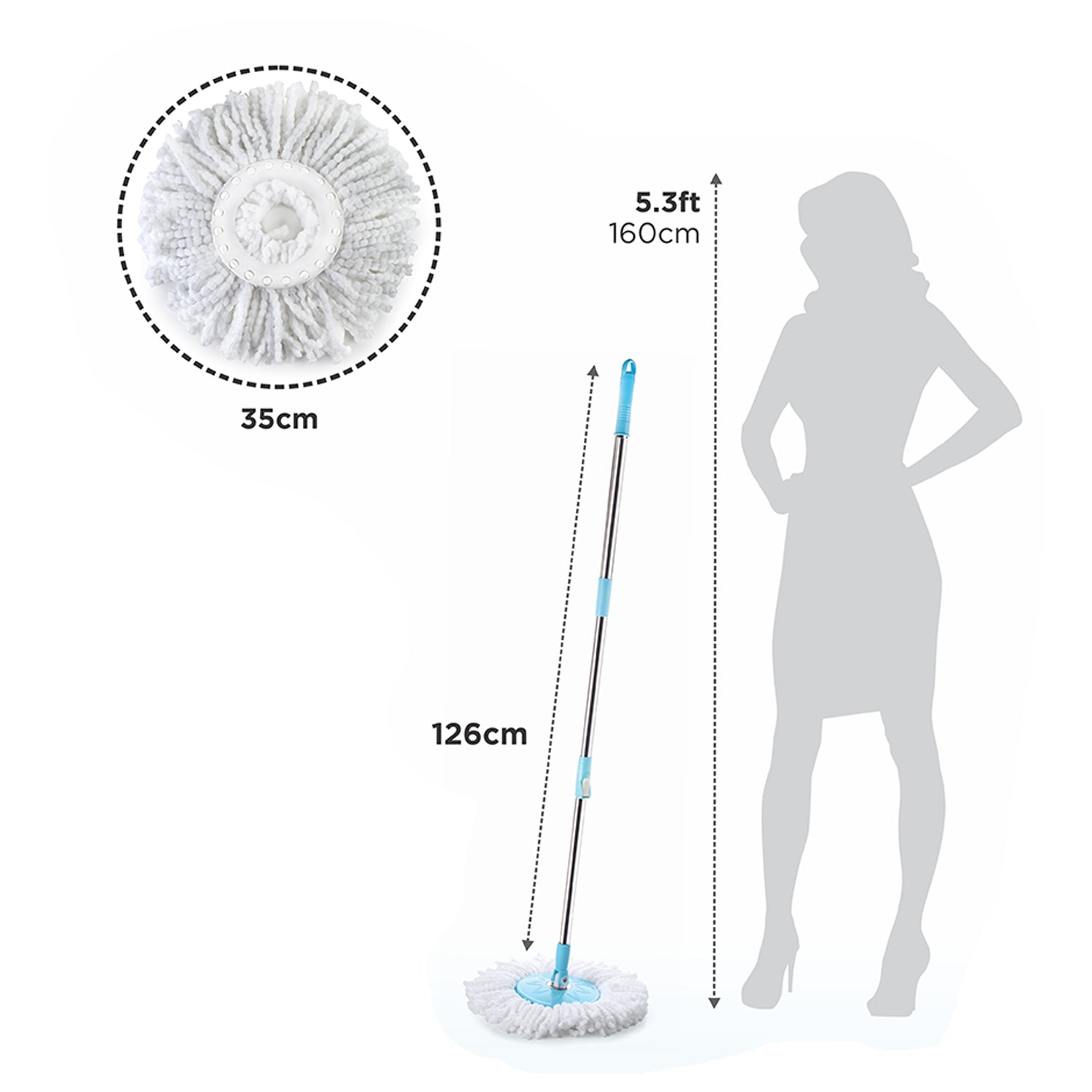 Spin Mop with Bigger Wheels and Plastic Auto Fold Handle for 360 Degree Cleaning - Springkart 