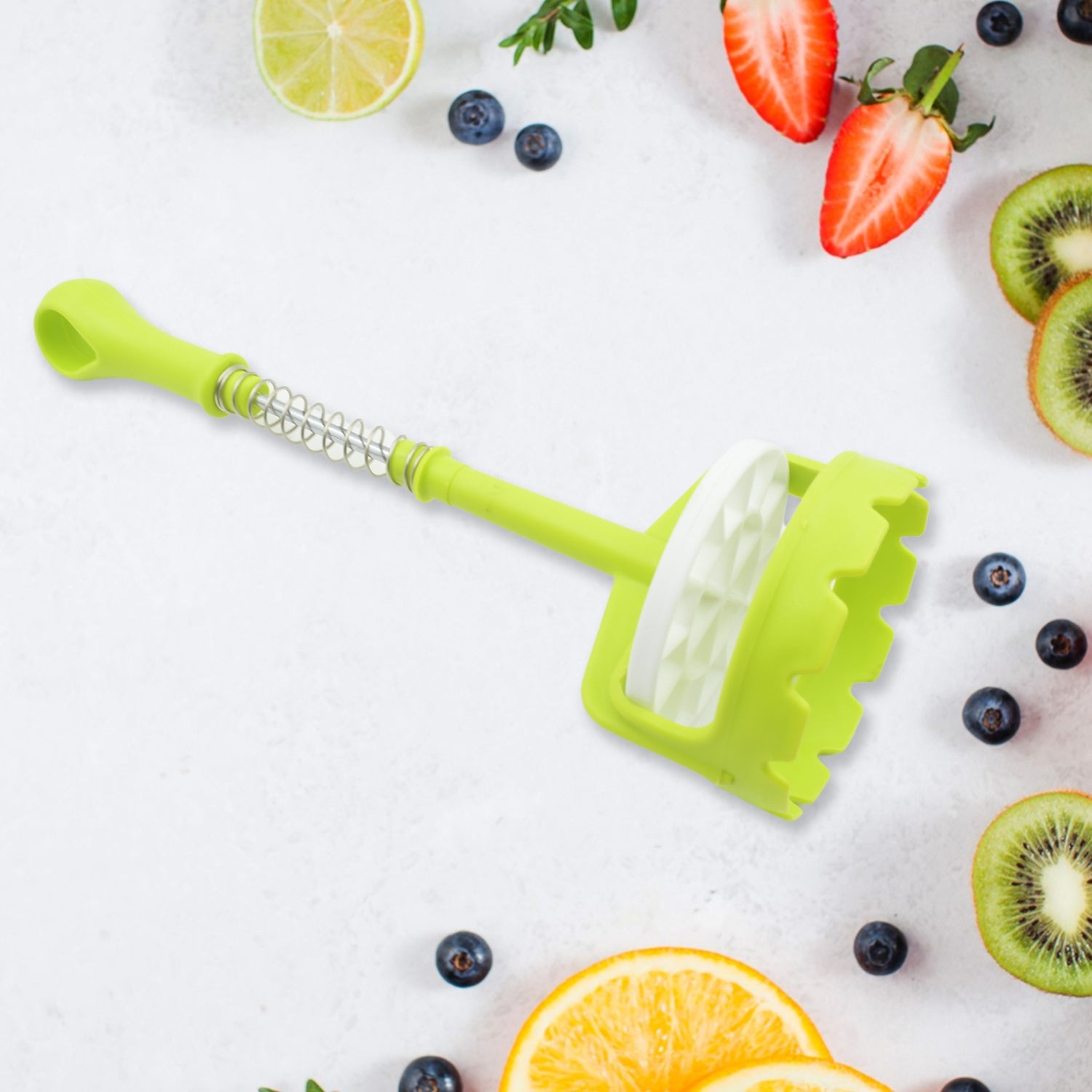 Multi Functional One-Handed Plastic Manual Mashed Potatoes Masher, Mash Sweet Potato Masher with Comfort Grip and Stainless-Steel Spring Design for Nonstick Pans (1 Pc) - Springkart 