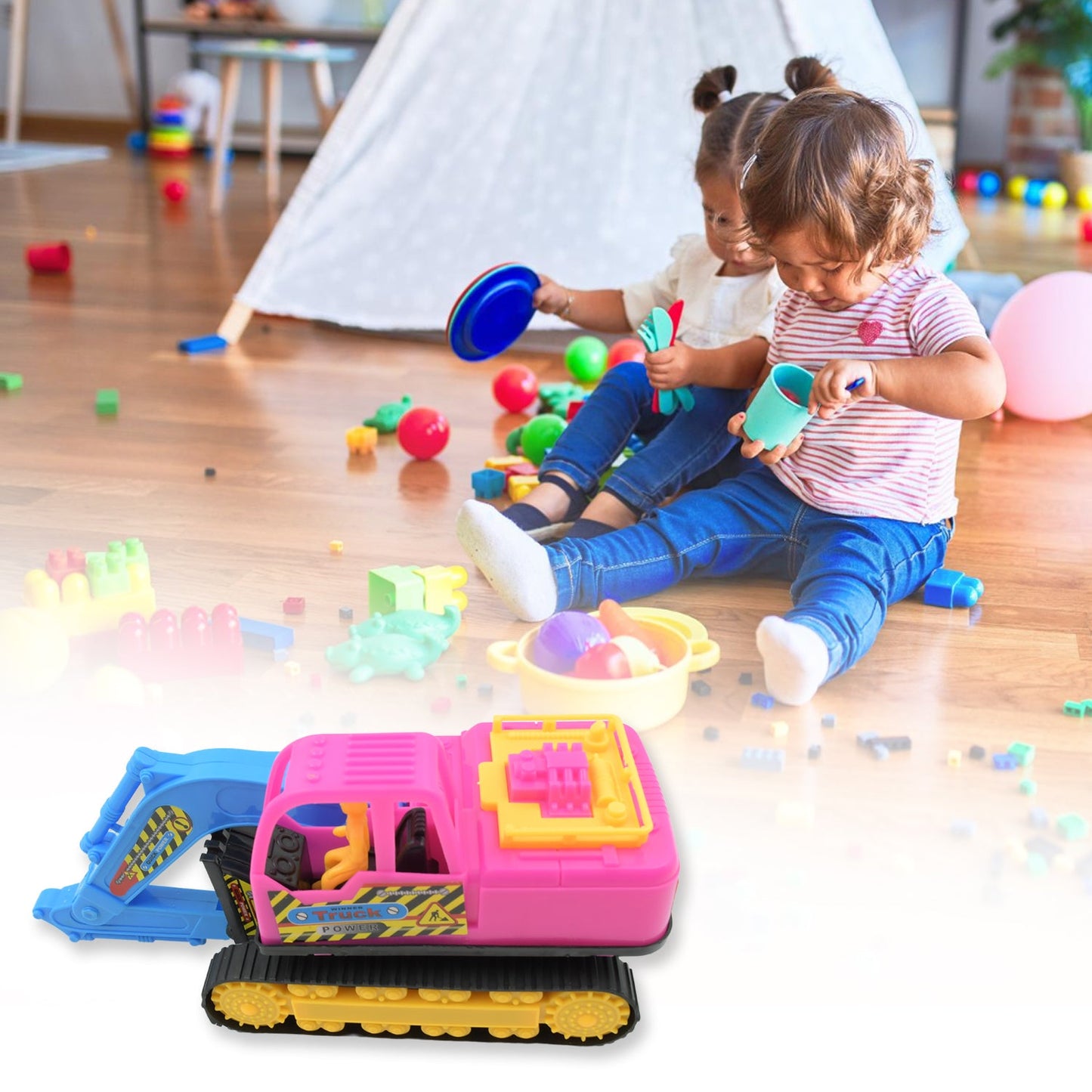 Friction Powered Construction JCB for Kids, Plastic Moving Smooth, Construction Vehicles for Kids | Construction Toy | Pull Back | Toys Mini Construction Series (1 Pc) - Springkart 
