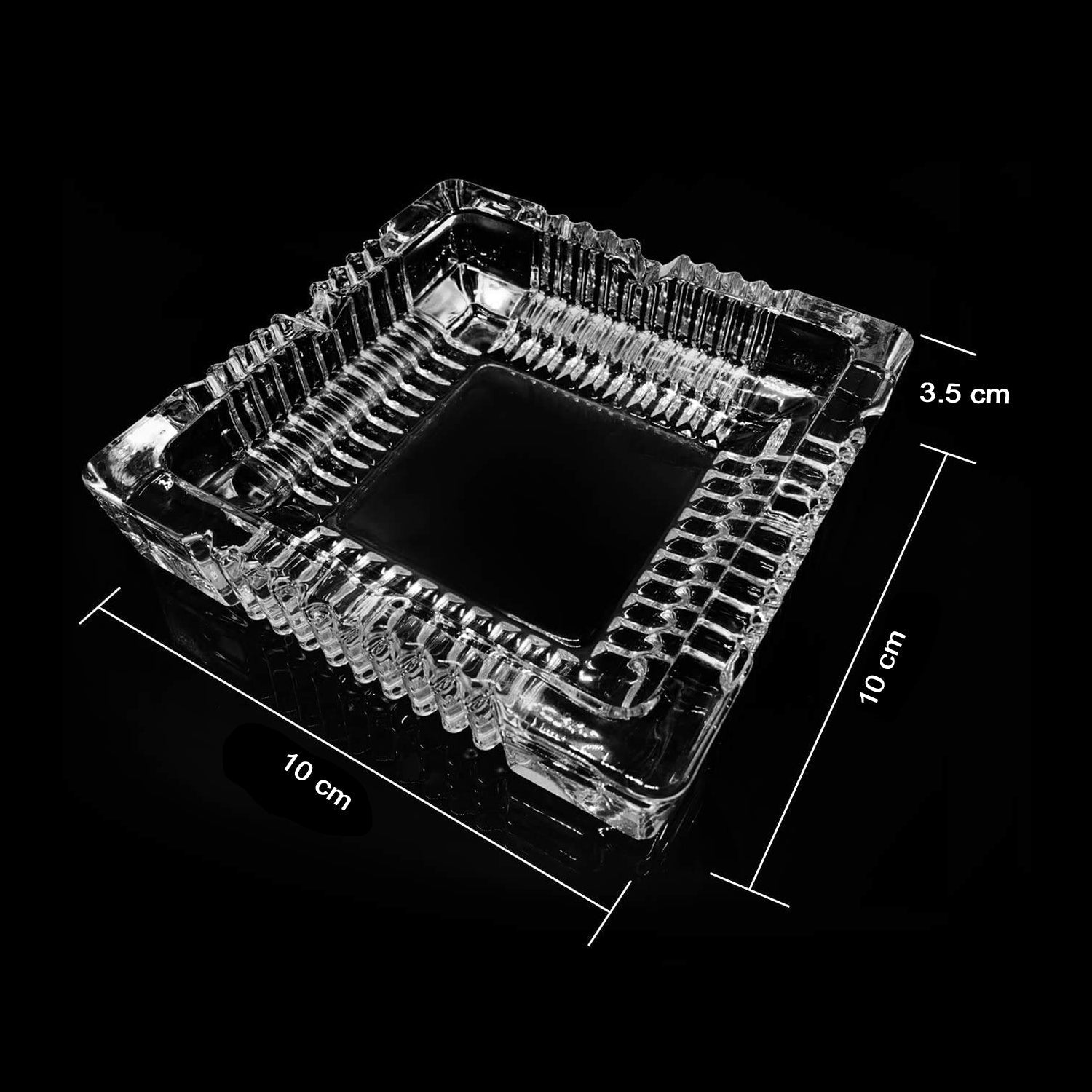 Square Glass Misti Crystal Quality Cigar Cigarette Ashtray Round Tabletop for Home Office Indoor Outdoor Home Decor - Springkart 