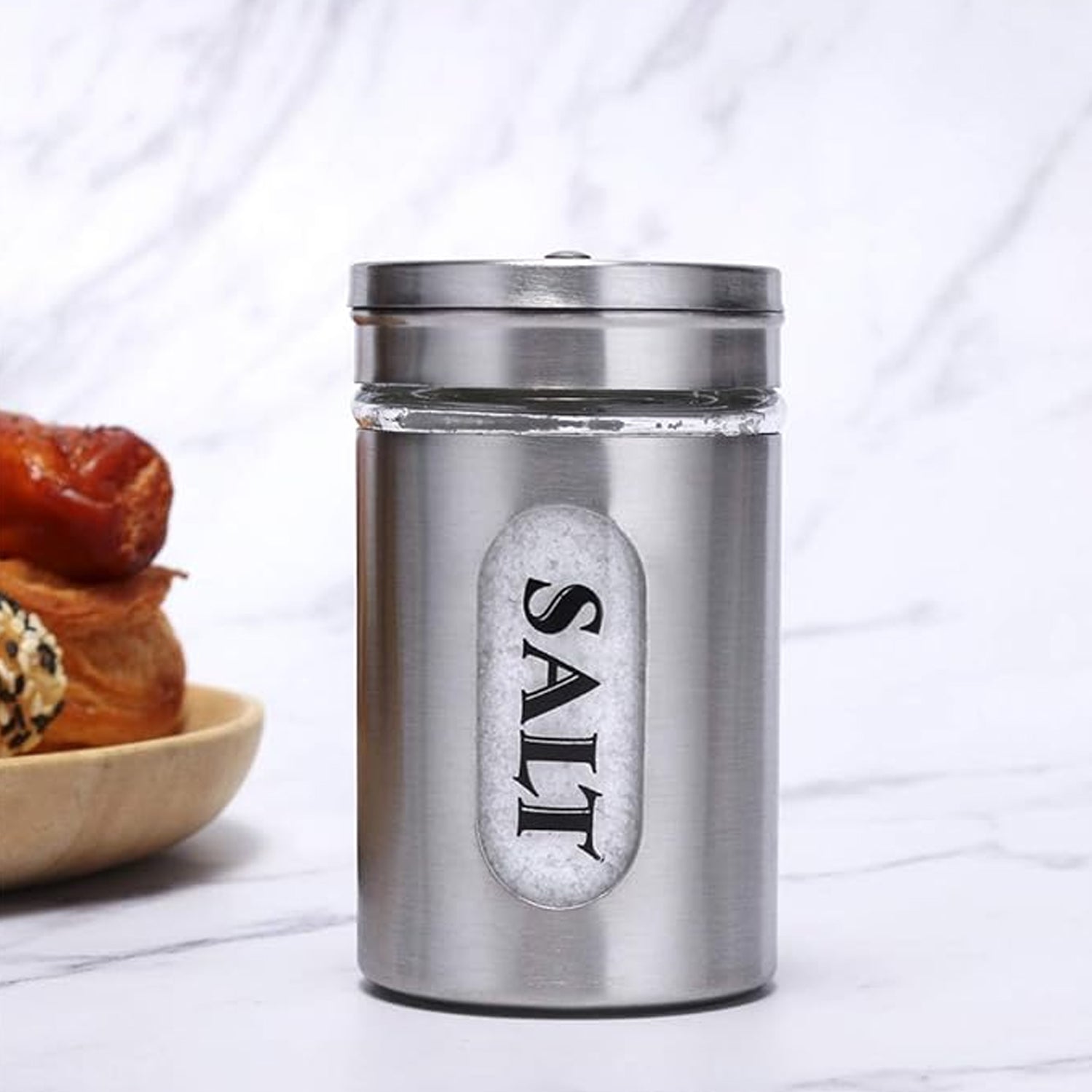 Multi-purpose Seasoning Bottle, Salt and Pepper Shakers Stainless Steel and Glass Set with Adjustable Pour Holes For Home Cooking Picnic, Camping Ration Salt Shakers (1 Pc) - Springkart 