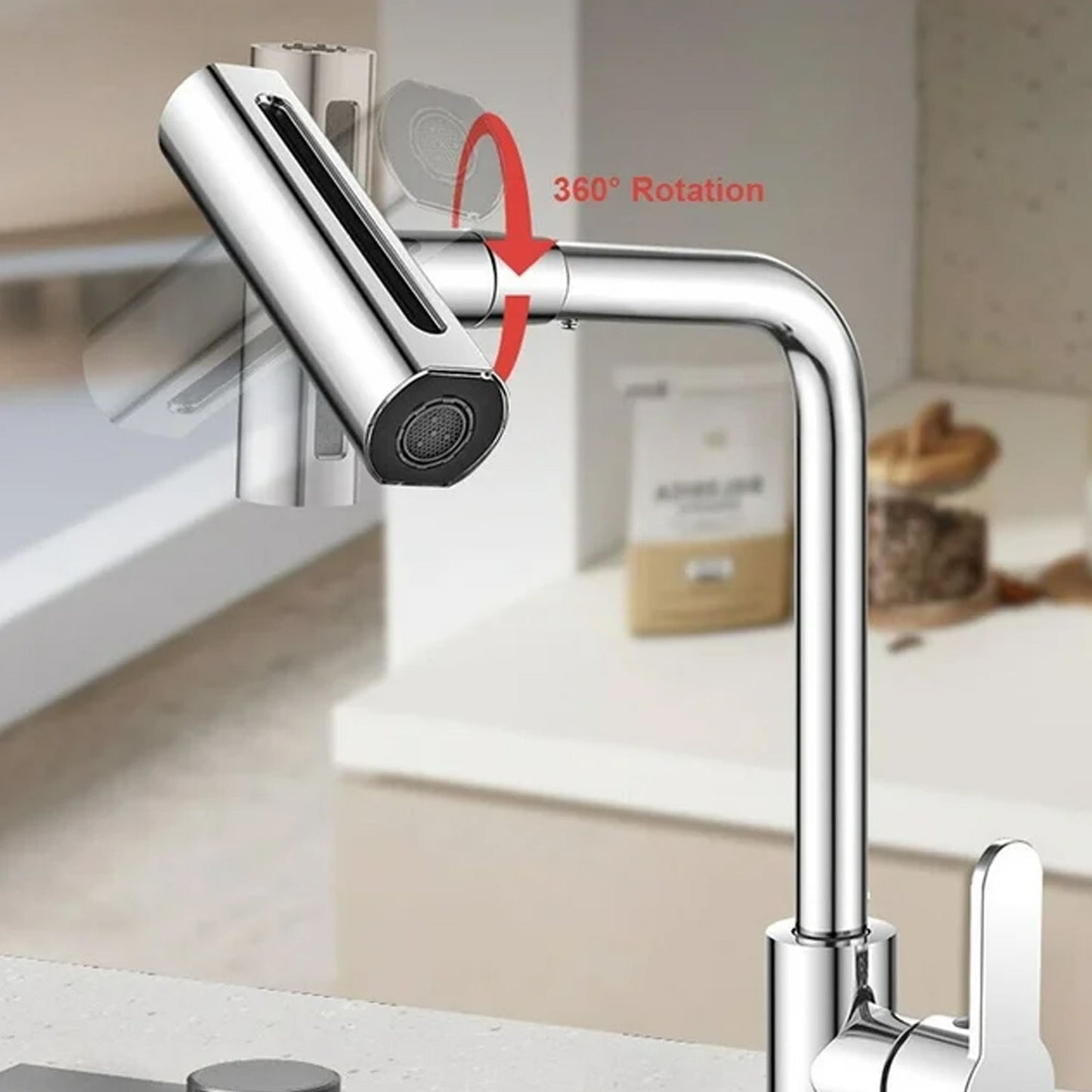 Multifunction Shower Waterfall Kitchen Faucet, 360° Rotation Waterfall Kitchen Faucet, Touch Kitchen Faucet, Faucet Extender for Kitchen Sink, Swivel Waterfall Kitchen Faucet for Washing Vegetable Fruit (4 In 1 ) - Springkart 