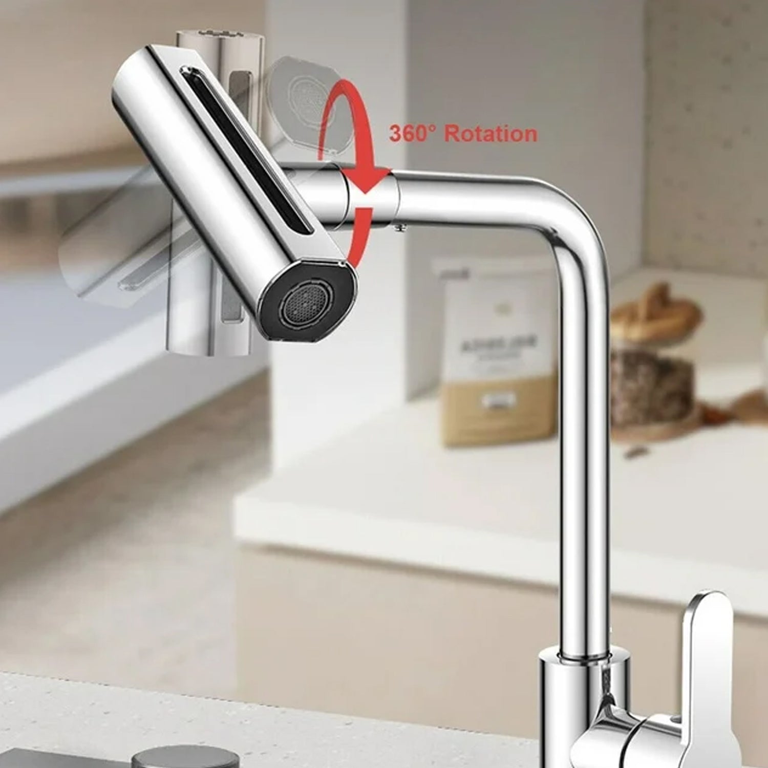 Multifunction Shower Waterfall Kitchen Faucet, 360° Rotation Waterfall Kitchen Faucet, Touch Kitchen Faucet, Faucet Extender for Kitchen Sink, Swivel Waterfall Kitchen Faucet for Washing Vegetable Fruit (4 In 1 ) - Springkart 