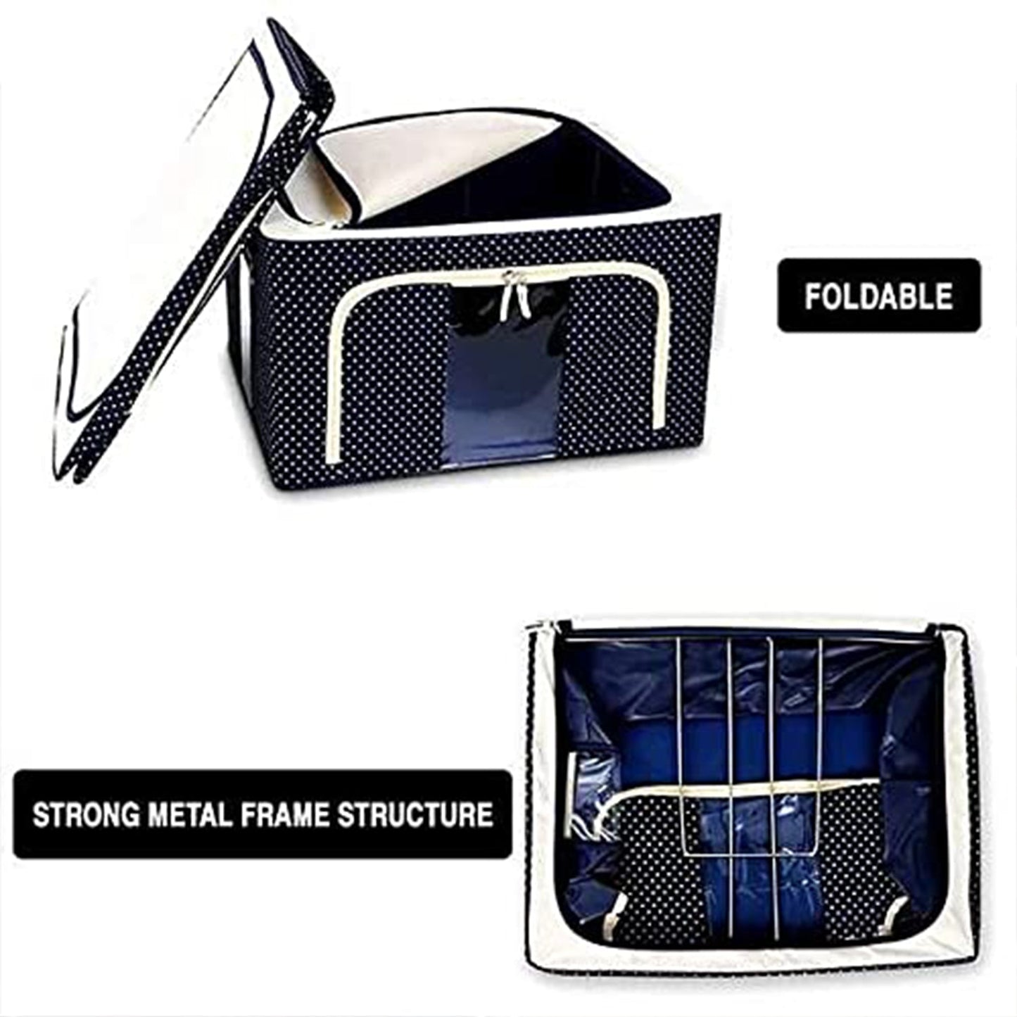 Foldable Steel Frame Clothes Living Storage Organizer Handled Bag - Springkart 