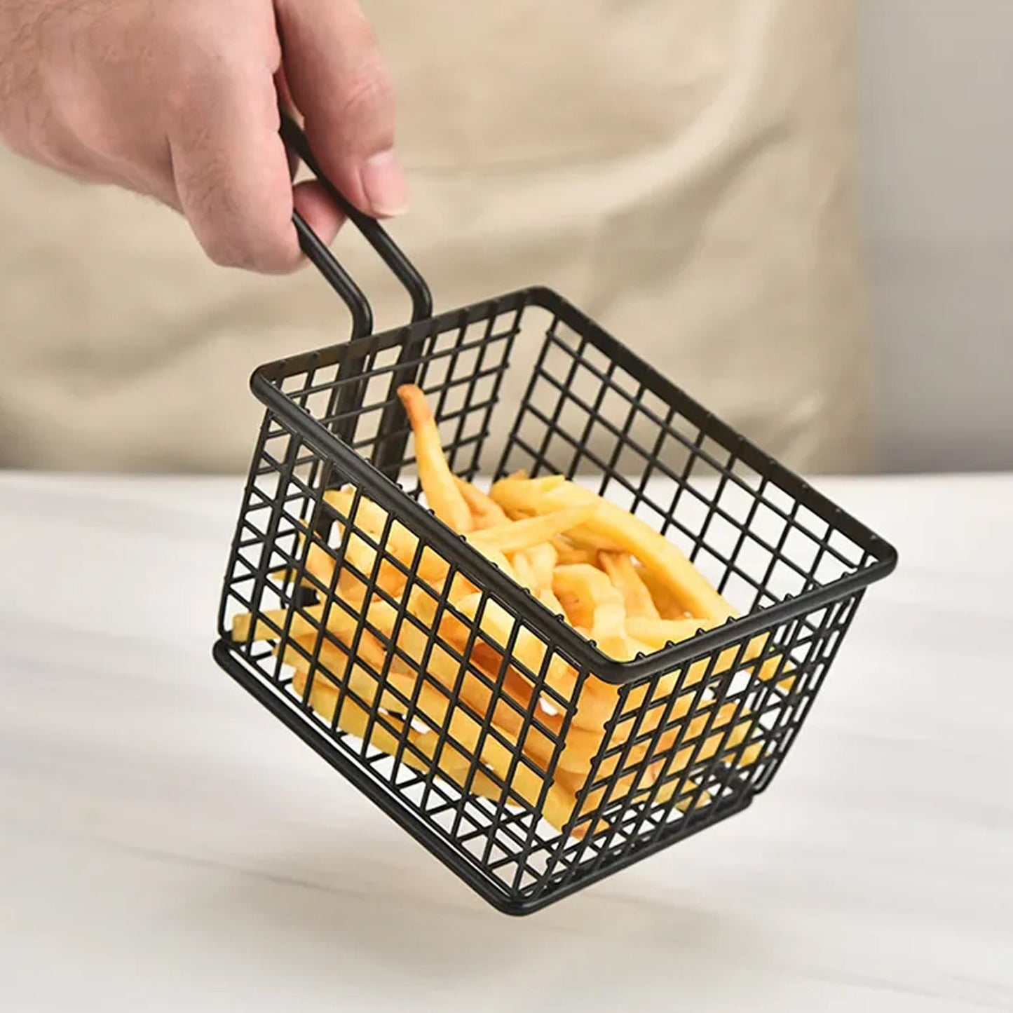 frying baskets for chips Stainless Steel Snack Basket Potato Mesh Strainer Basket French Fries Food Basket Food Strainer Cooking Tools frying basket - Springkart 