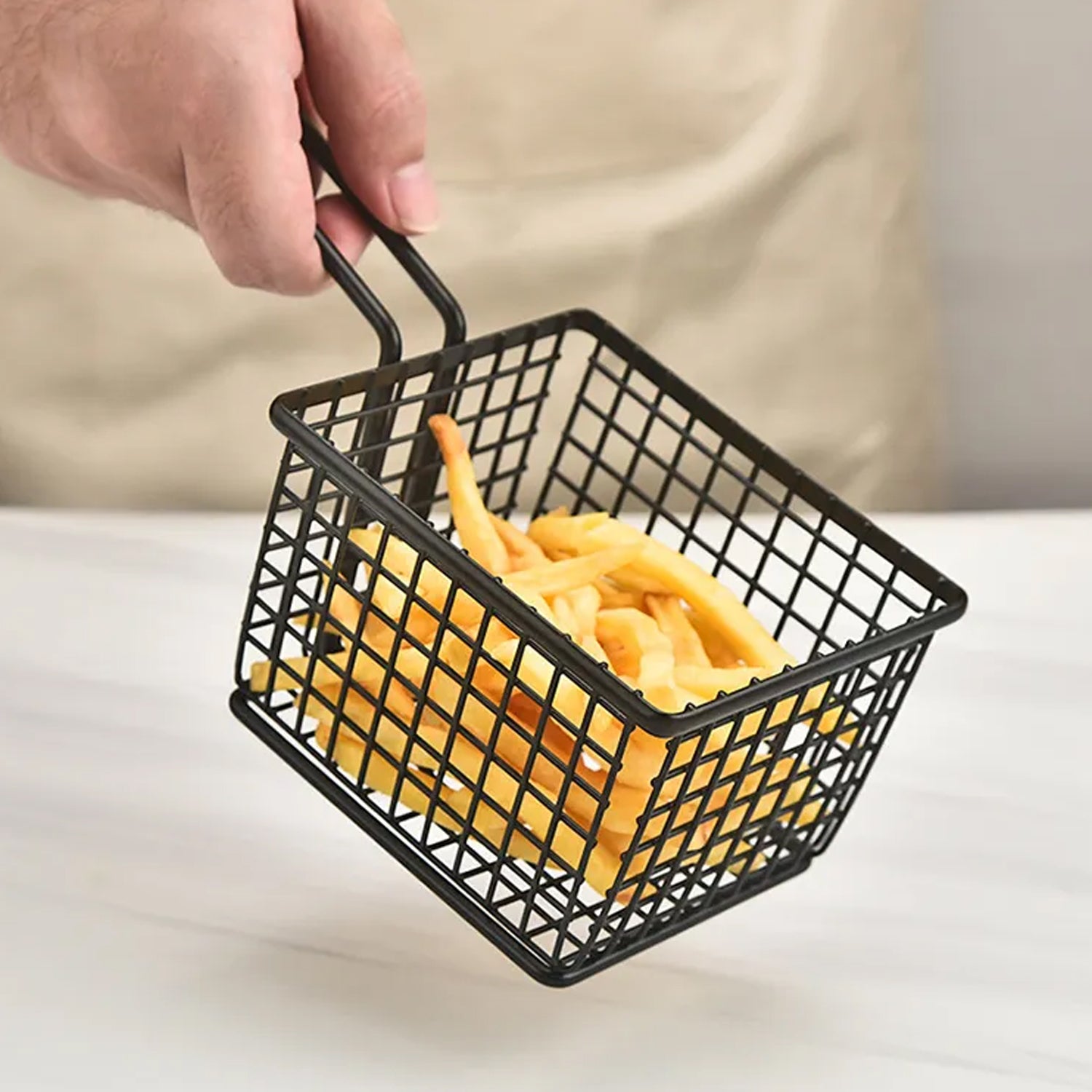 frying baskets for chips Stainless Steel Snack Basket Potato Mesh Strainer Basket French Fries Food Basket Food Strainer Cooking Tools frying basket - Springkart 
