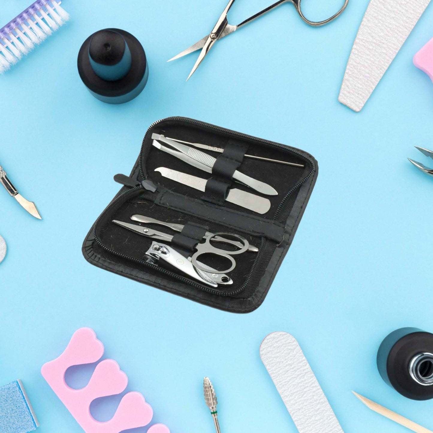 6-piece nail clipper set with travel case