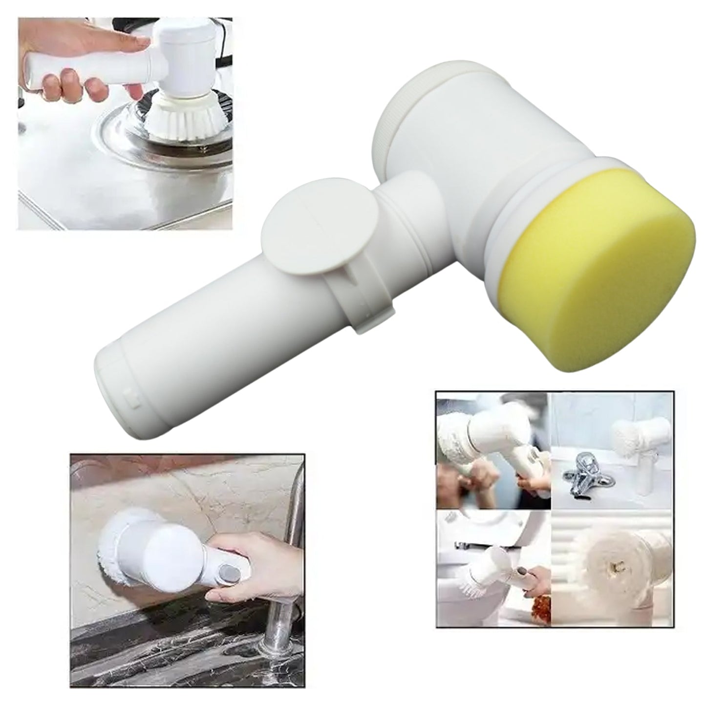 Multifunctional Magic Brush, Portable Electric Cleaning Brush with 2 Replaceable Brush Heads, Handheld Power Spinning Scrub Brush, Shower Cleaner Brush for Kitchen, Sink, Wall, Window, Toilet, Bathroom (5 In 1) - Springkart 