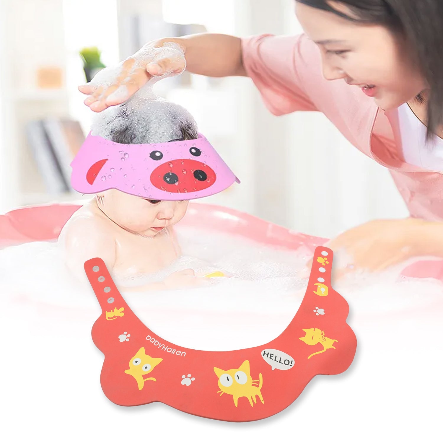 Baby Shower Cap Adjustable Silicone Shower Visor Bathing Hat Shampoo Caps Soft Stretchy Safety Bath Hats Protect Eyes Ears for Kids, Baby Bath Cap Shower Protection for Eyes and Ear (1 Pc) - Springkart 