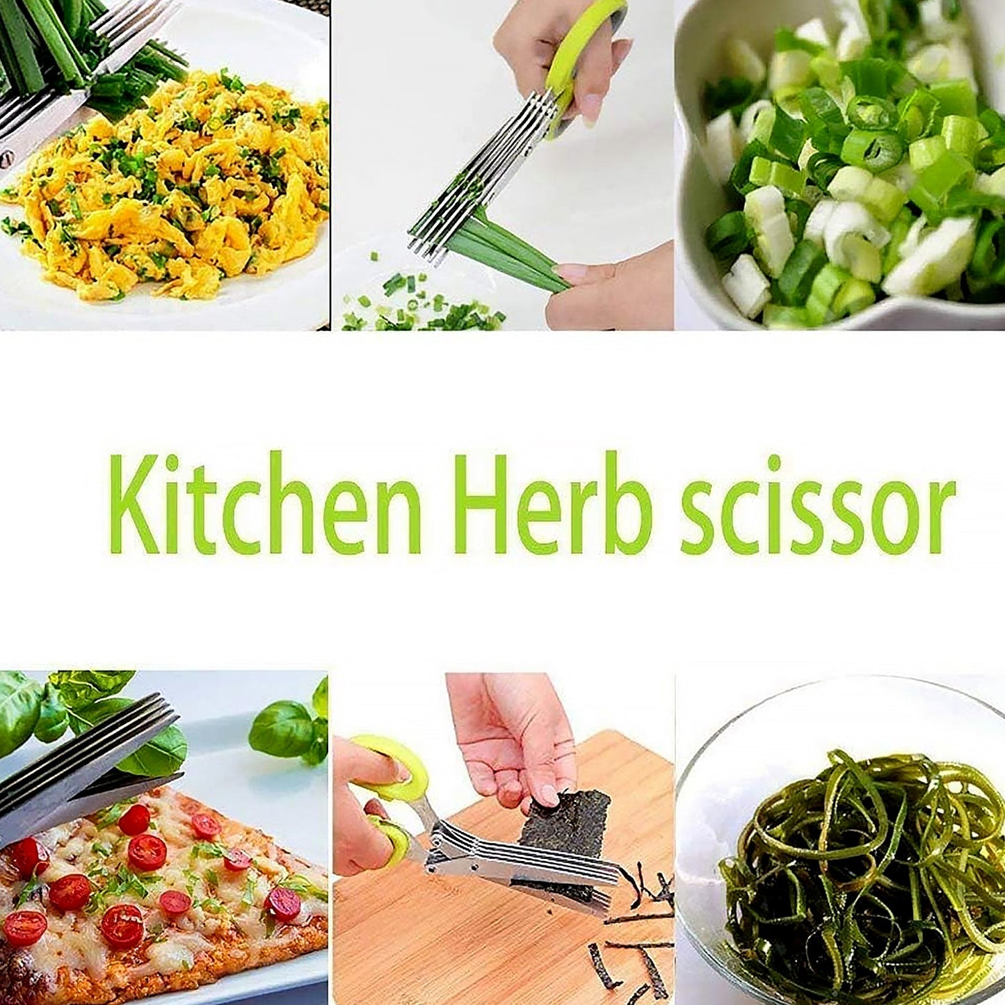 Herb Cutter Scissors 5 Blade Scissors Kitchen Multipurpose Cutting Shear with 5 Stainless Steel Blades & Safety Cover & Cleaning Comb Cilantro Scissors Sharp Shredding Shears Herb Scissors Set - Springkart 