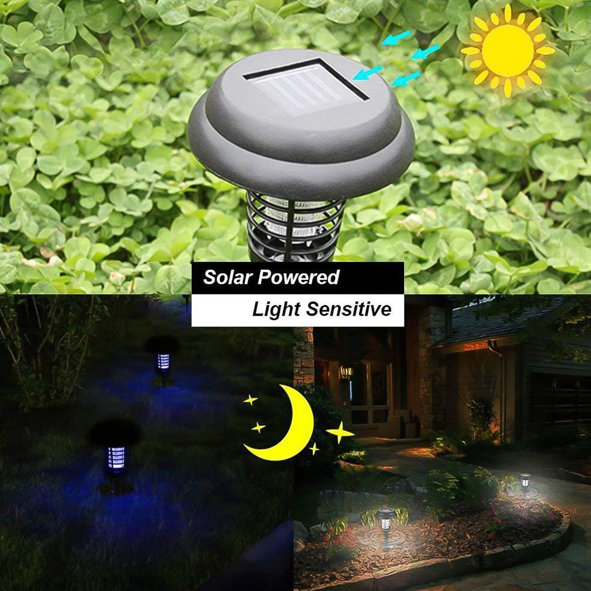 Garden Lighting UV LED Solar Powered LED Mosquito Trap / Bug Zapper (1 Pc) - Springkart 