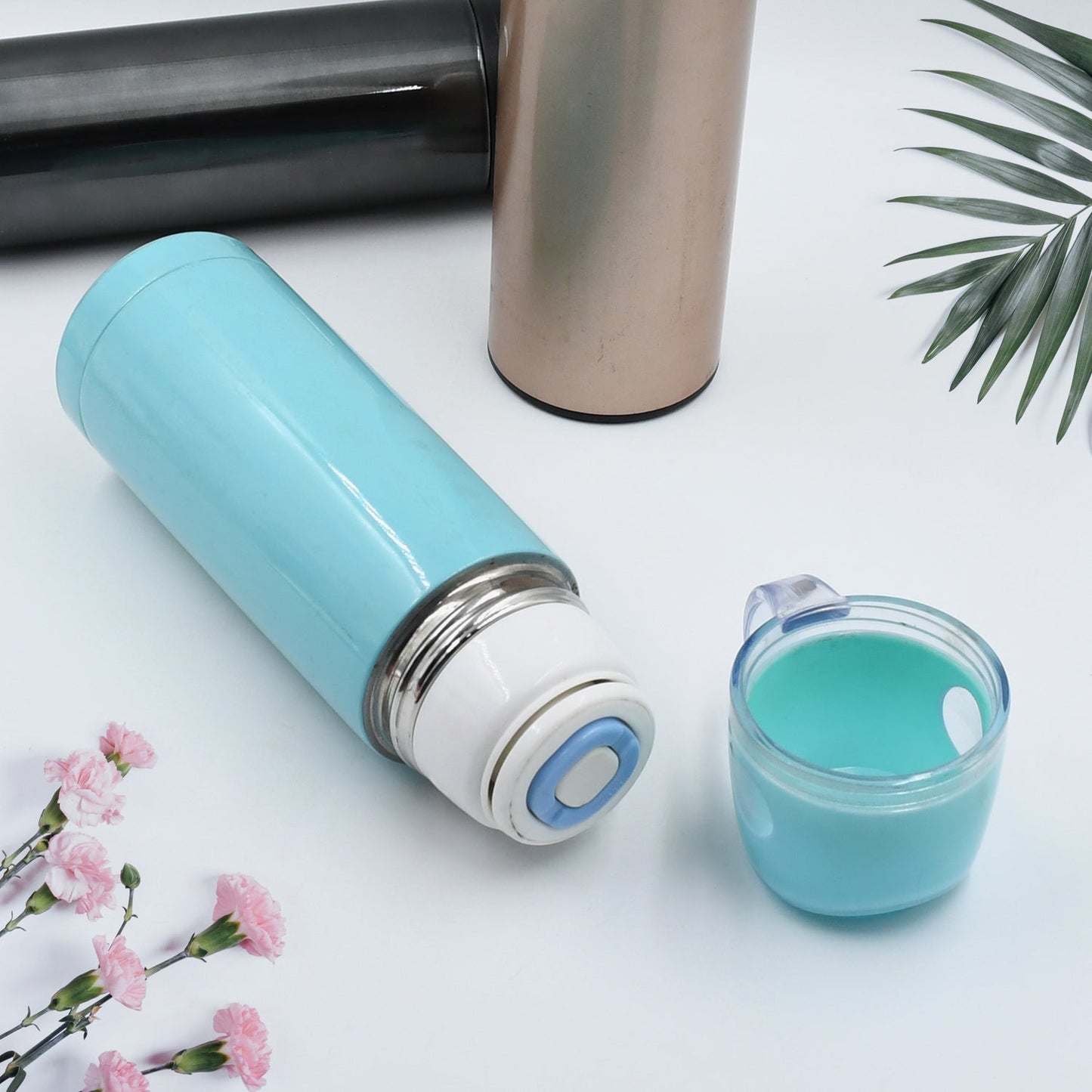 Mix Size and Design Stainless Steel Vacuum Bottle with Cup Lid â€“ Thermos for Hot & Cold Drinks or Food-Thermos for Travel (1pc) - Springkart 