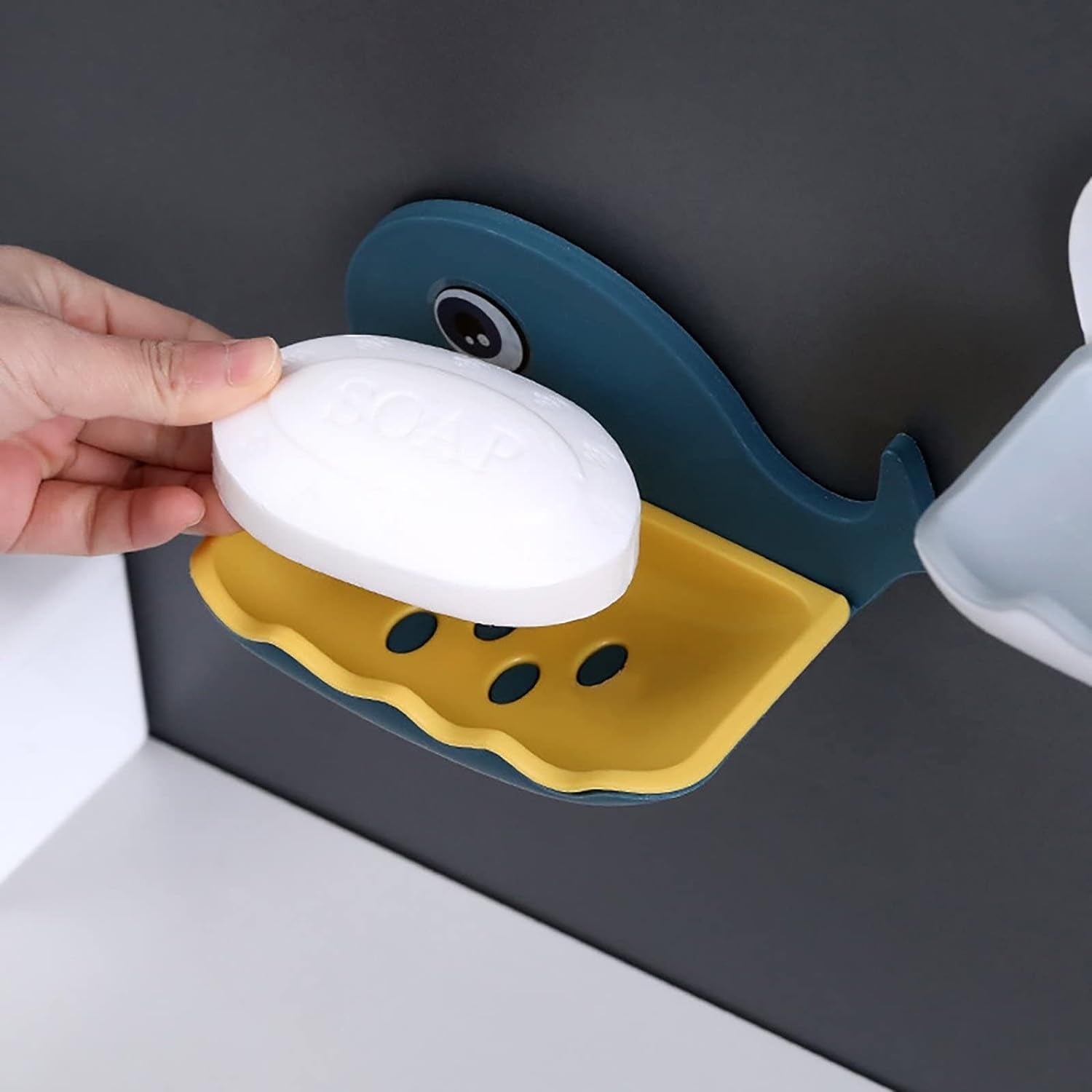 Fish Shape Double Layer Adhesive Waterproof Wall Mounted Soap Bar Holder Stand Rack for Bathroom Shower Wall Kitchen - Springkart 