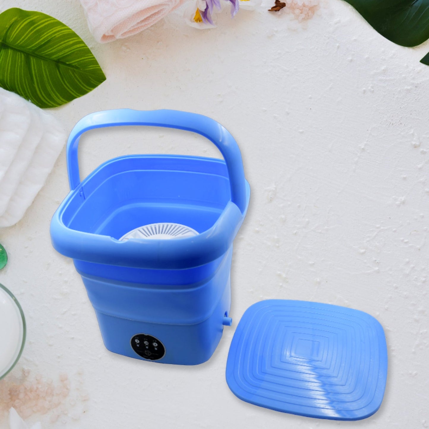 Mini Washing Machine Foldable Mini Washer with Drain Basket Portable Washing Machine Foldable for Laundry Travel Camping RV Baby Clothes - Springkart 