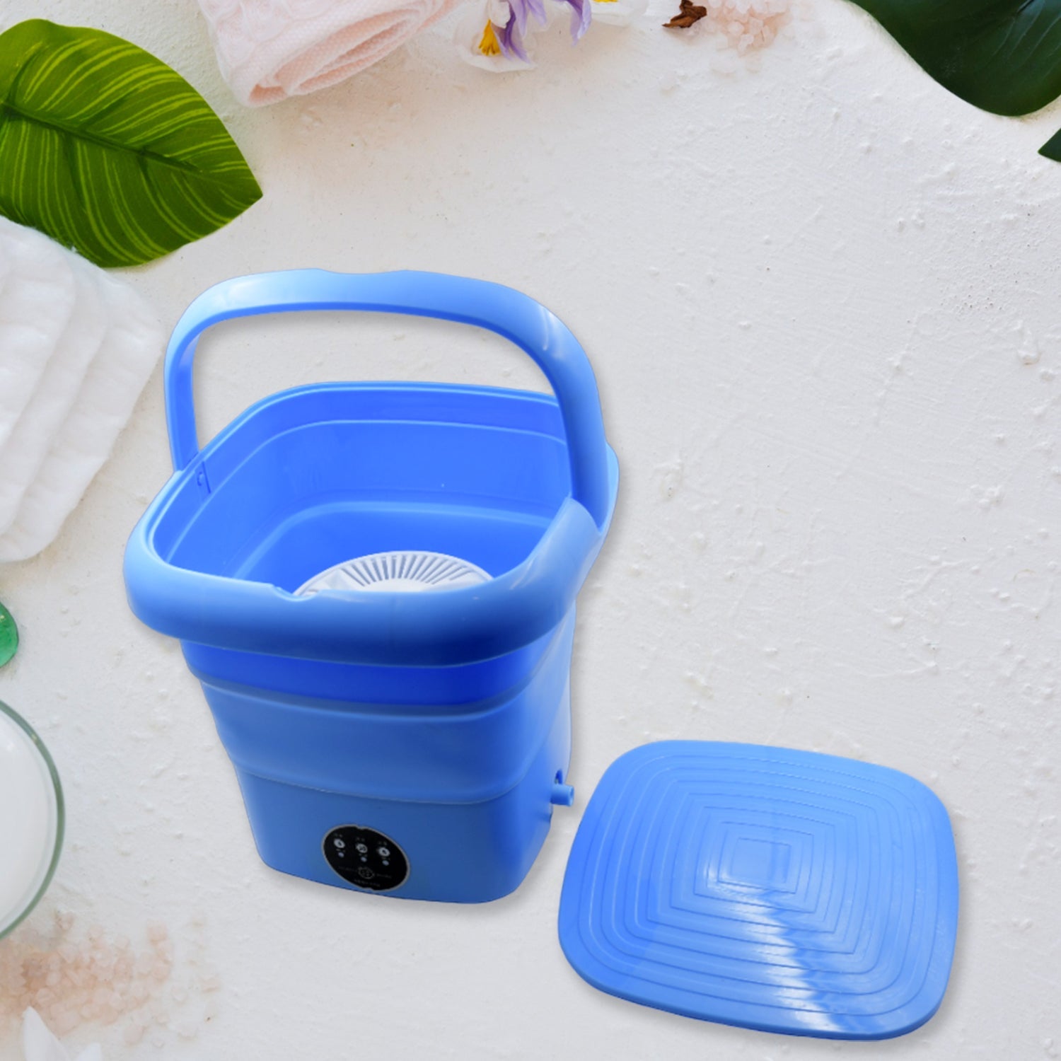 Mini Washing Machine Foldable Mini Washer with Drain Basket Portable Washing Machine Foldable for Laundry Travel Camping RV Baby Clothes - Springkart 