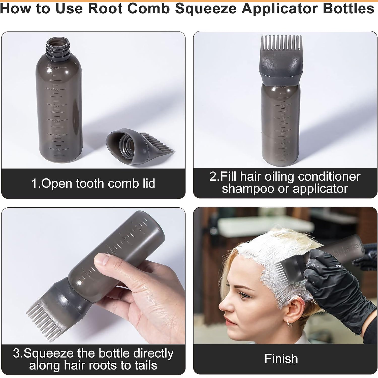 Comb Applicator Bottle, Hair Oil Applicator Bottle for Hair Dye Bottle Applicator Brush with Graduated Scale, Professional Brush Applicator Comb Hairdressing Coloring Styling Tool (1 Pc) - Springkart 