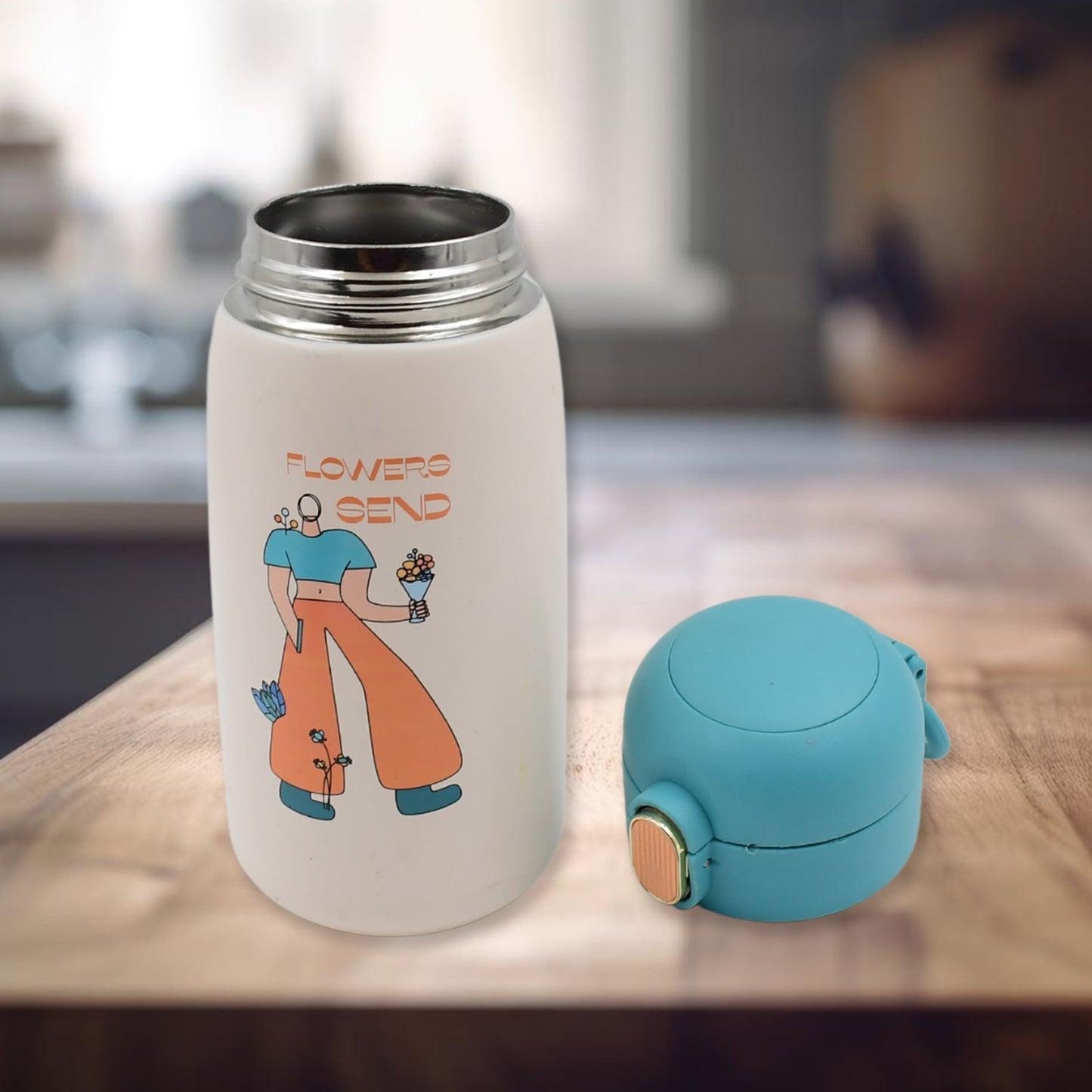 Insulated Stainless Steel Bottle With Rubber Grip (420 ML) - Springkart 