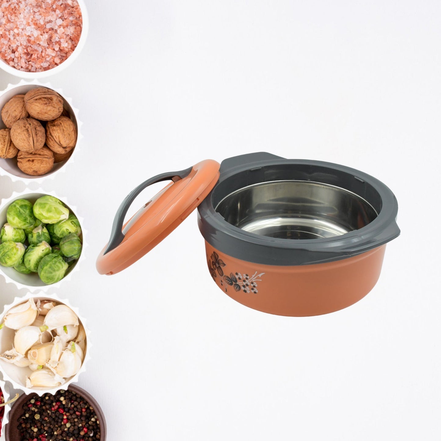 Casserole Box for Food Searving Inner Steel Insulated Casserole Hot Pot Flowers Printed Chapati Box for Roti Kitchen (Approx 2500 ml) - Springkart 