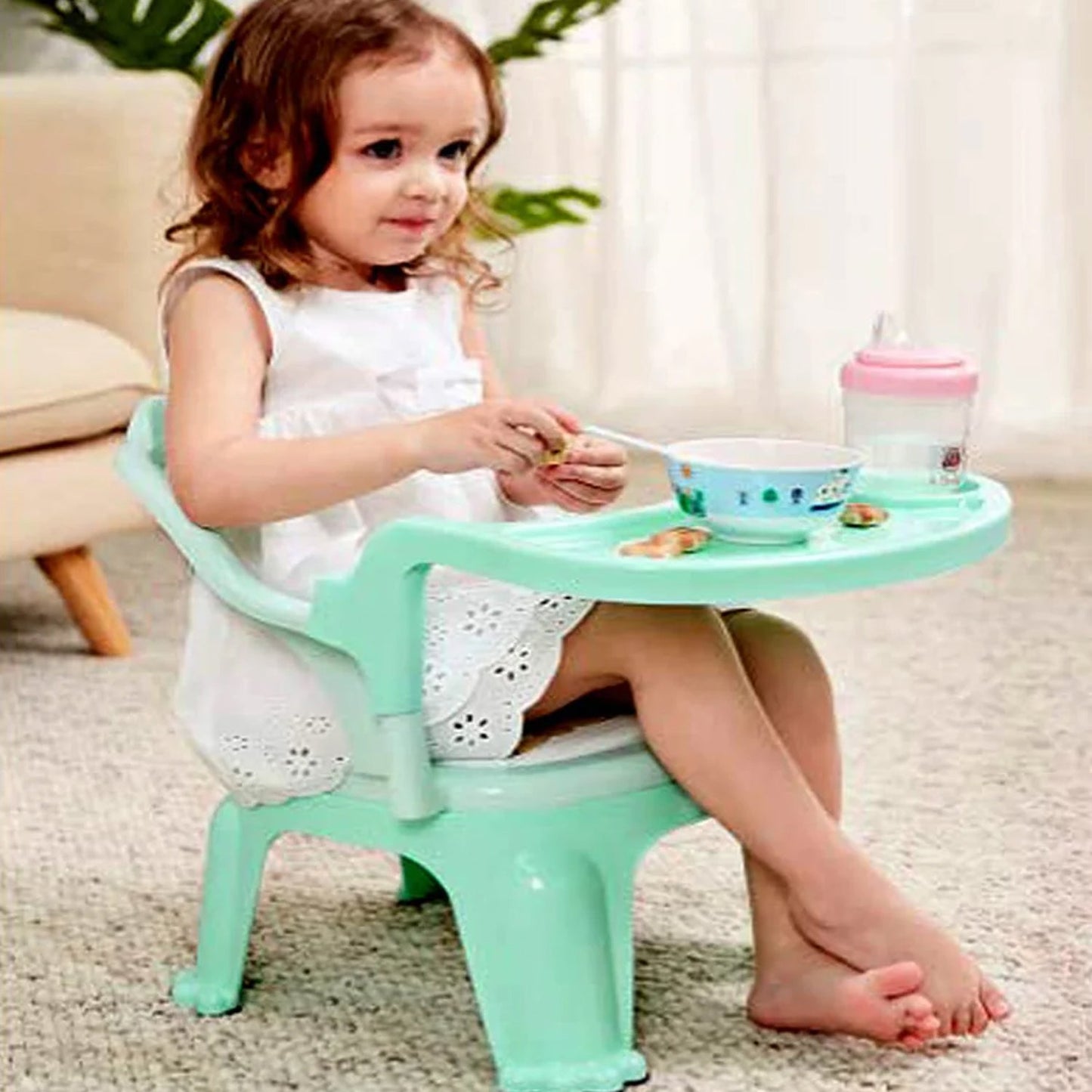 Baby Chair, with Tray Strong and Durable Plastic Chair for Kids/Plastic School Study Chair/Feeding Chair for Kids, Portable High Chair for Kids - Springkart 