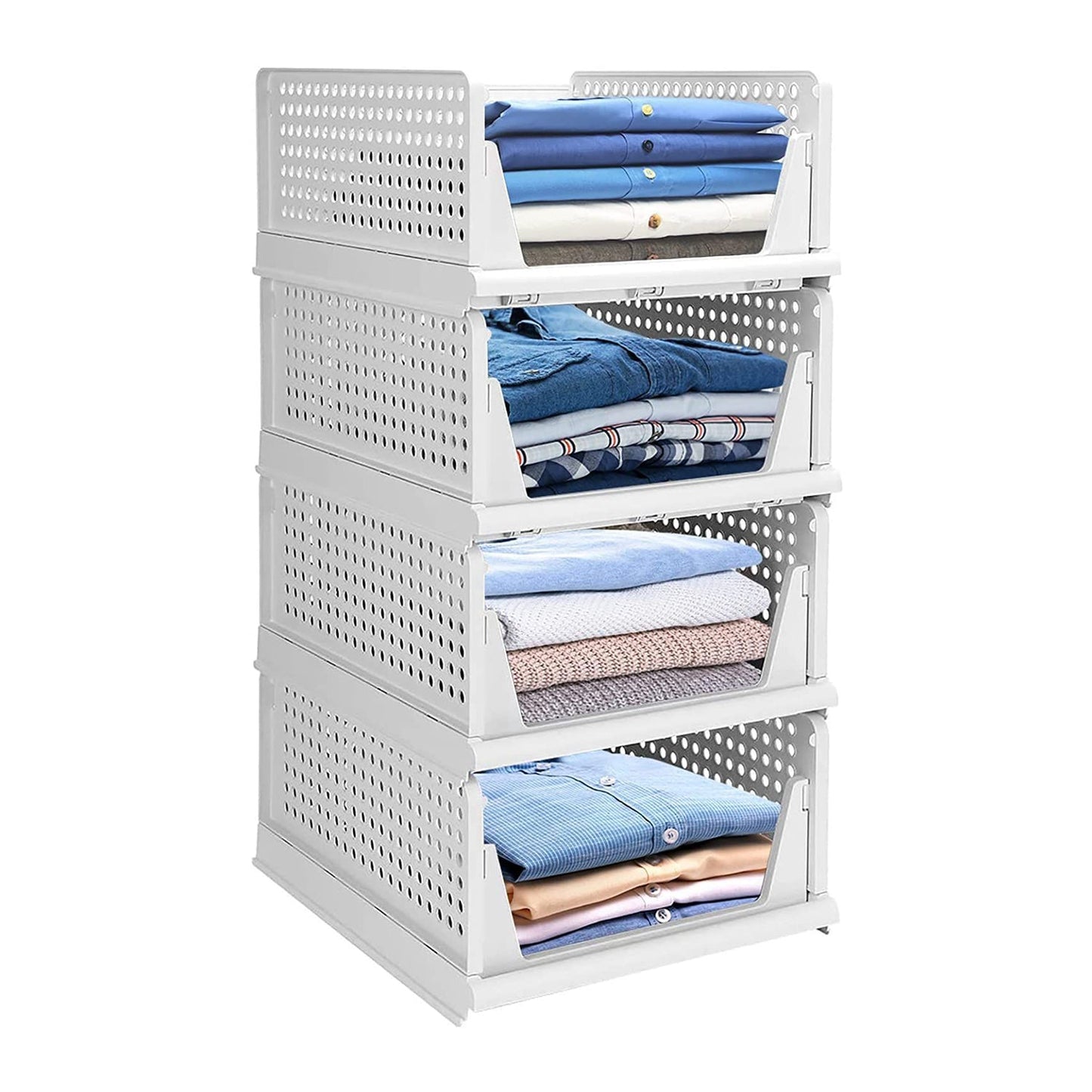 Clothes Organizer 4 layer Drawer for Wardrobe Cupboard Organizer for Clothes Foldable and Stackable Closet Organizer Drawer Organizer for Clothes Multi Purpose Plastic Drawer - Springkart 