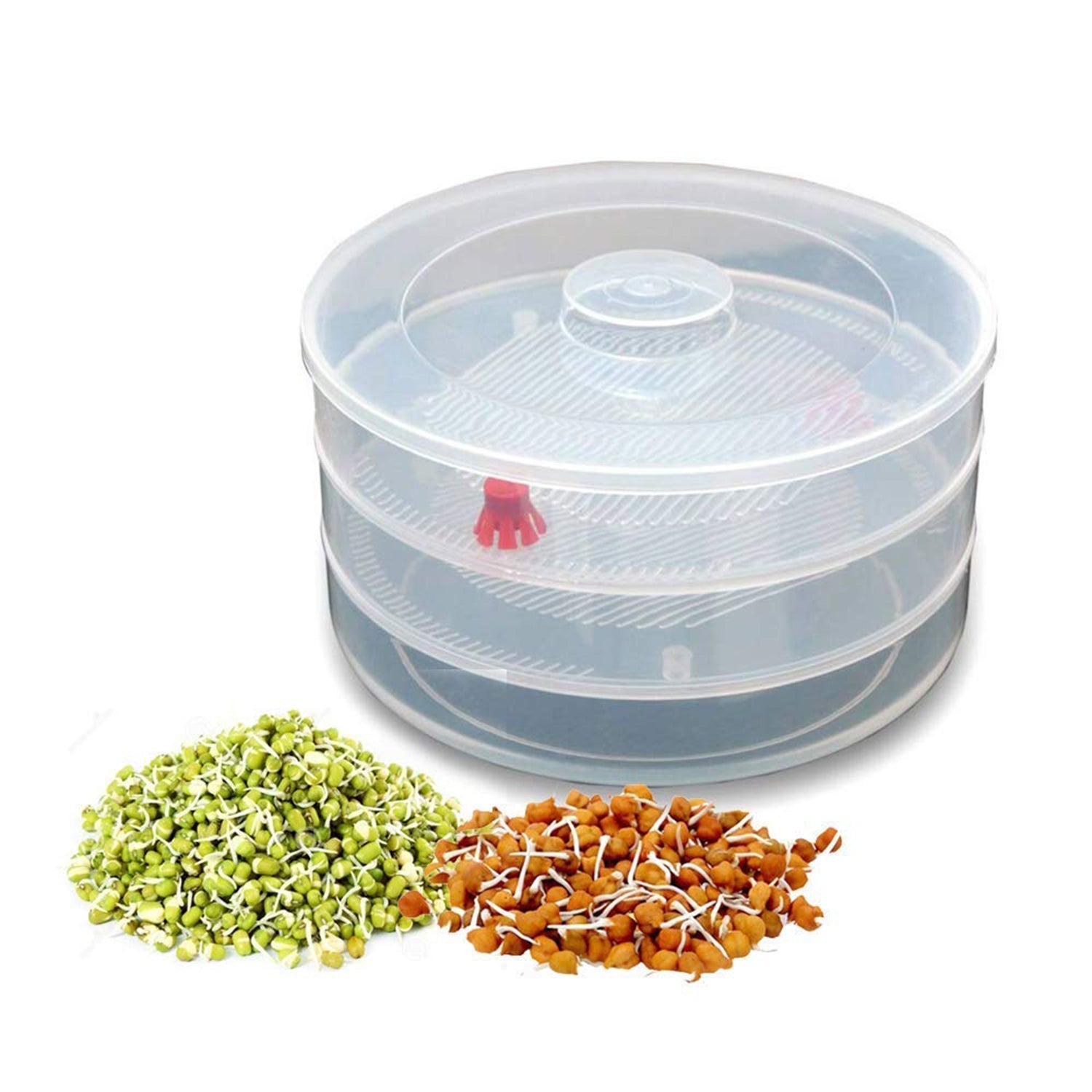 Miracle Plastic Healthy Hygienic Sprout Maker with 3 Compartments for Home, Kitchen (1 Pc) - Springkart 