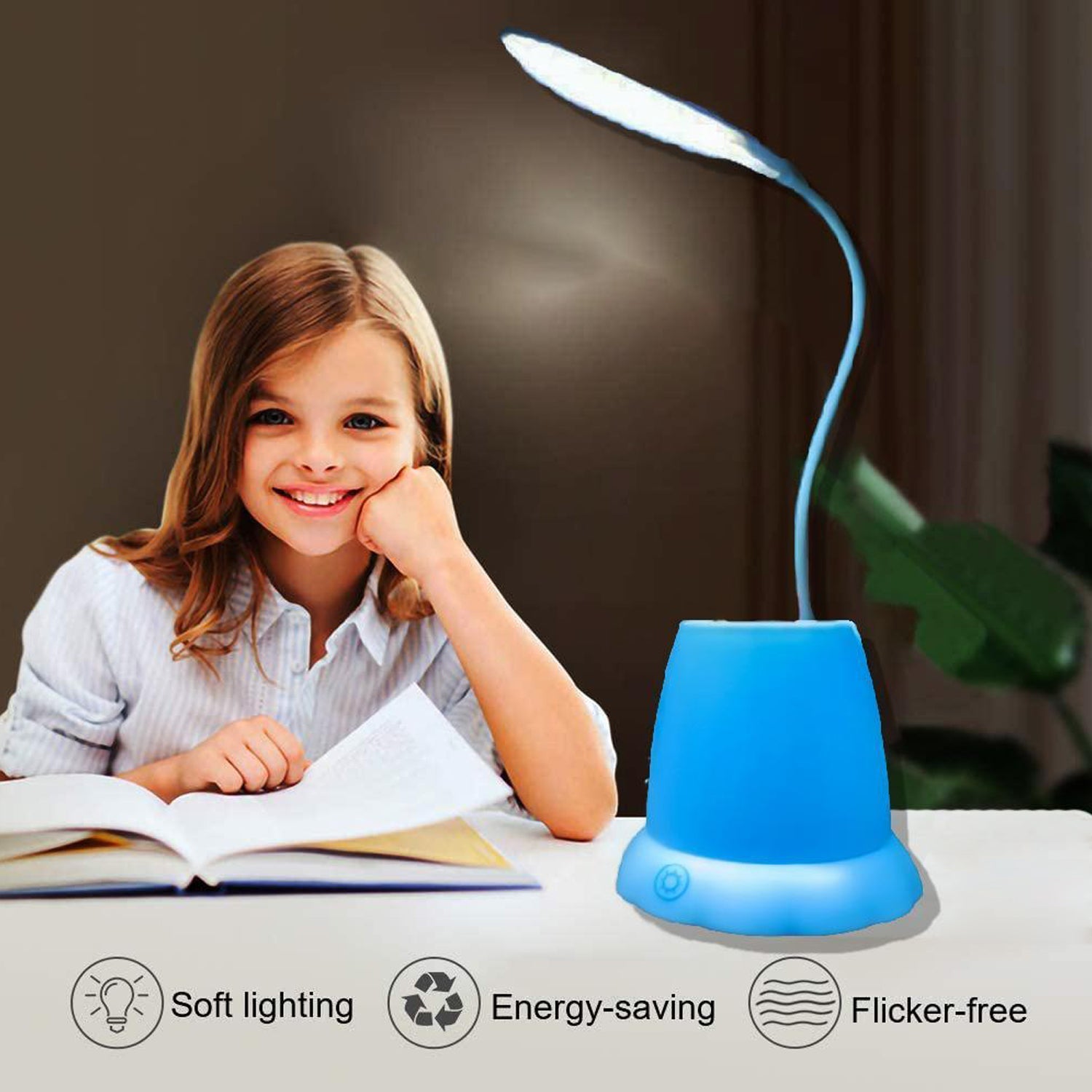 Desk Lamp with Pen Holder Table Lamp with Pencil Stand for Home Office - Springkart 
