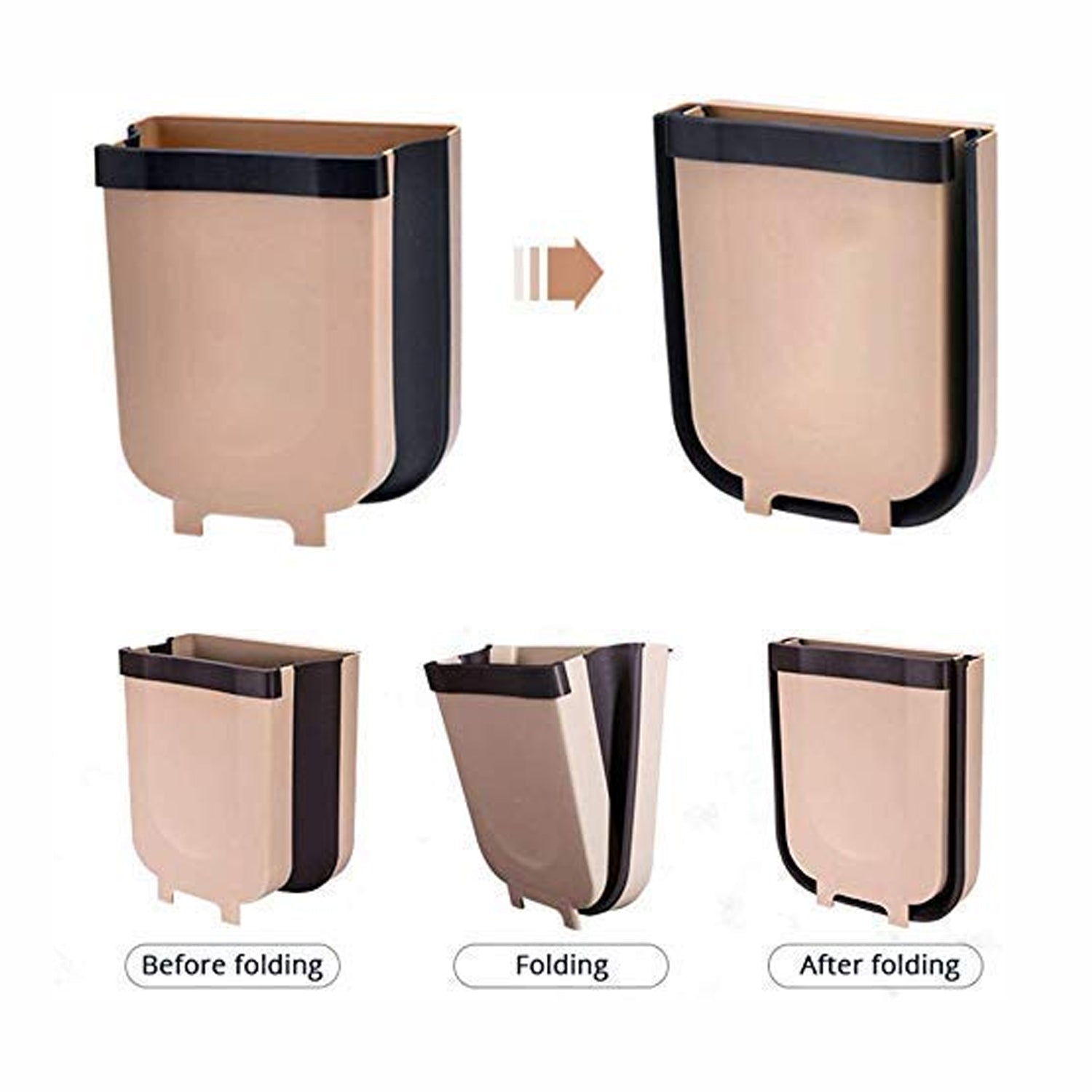 Hanging Trash Can for Kitchen Cabinet Door, Small Collapsible Foldable Waste Bins, Hanging Trash Holder for Bathroom Bedroom Office Car, Portable. - Springkart 