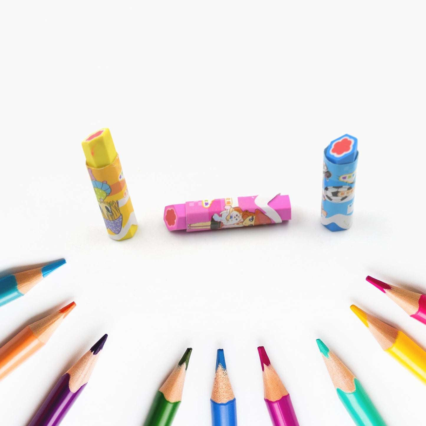 Lipstick Style Rubber Eraser for Return Gift, Lipstick Shape Non-Toxic Eraser for Kids, 3D Stationary for Birthday Return Gift (3 Pc Set) - Springkart 
