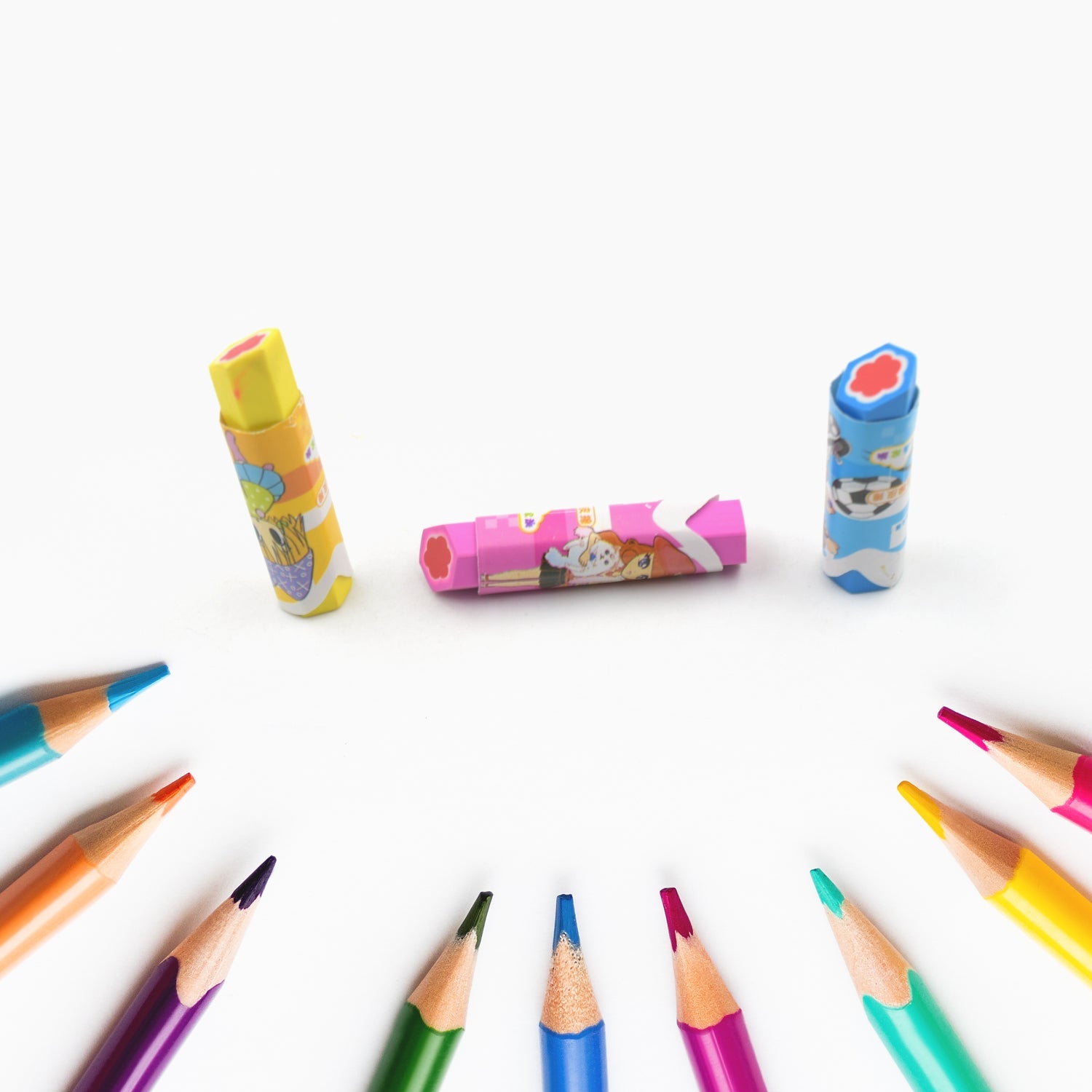 Lipstick Style Rubber Eraser for Return Gift, Lipstick Shape Non-Toxic Eraser for Kids, 3D Stationary for Birthday Return Gift (3 Pc Set) - Springkart 