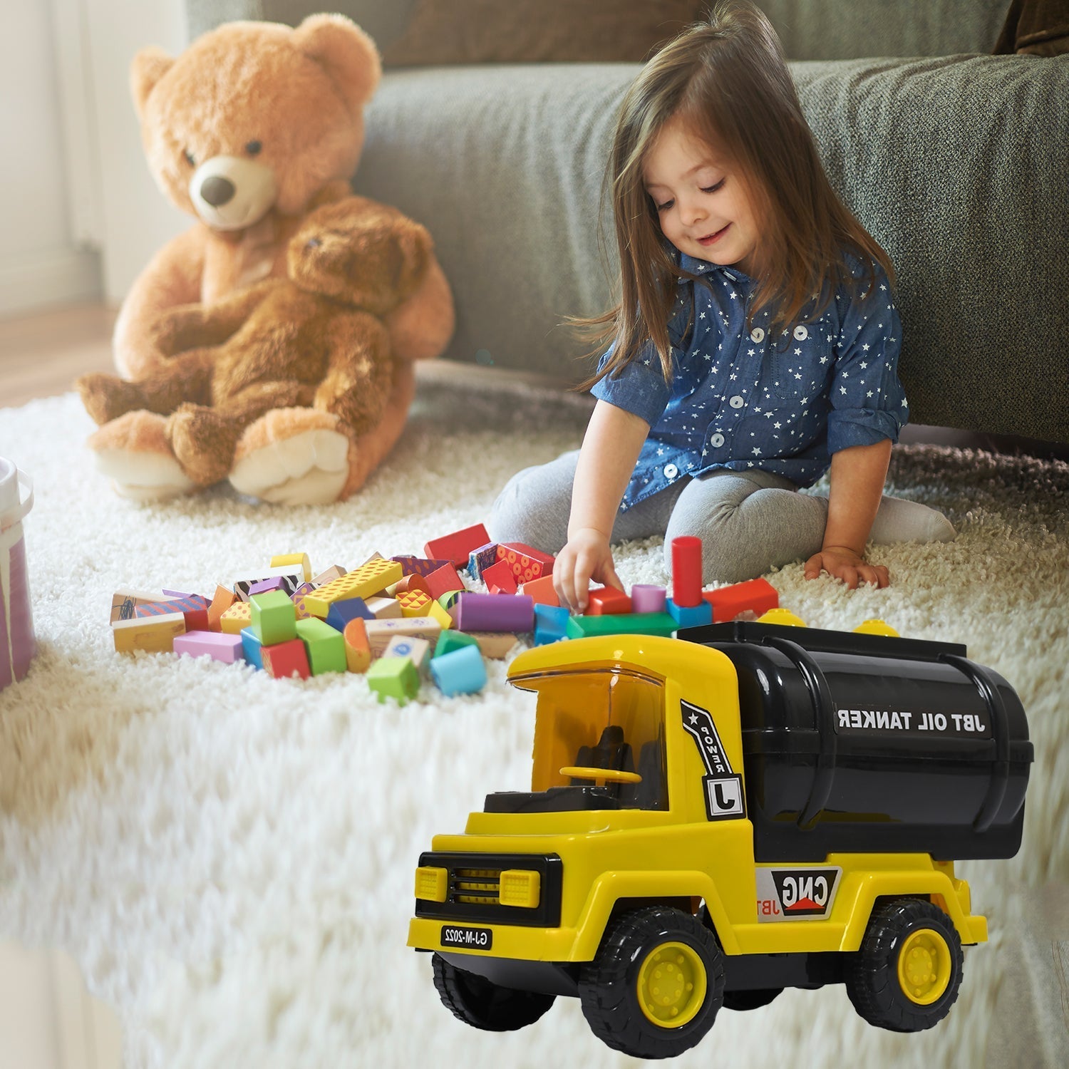 Big Heavy Duty Unbreakable Toy Truck with Sound | Friction Powered Oil-Water Tanker - Springkart 