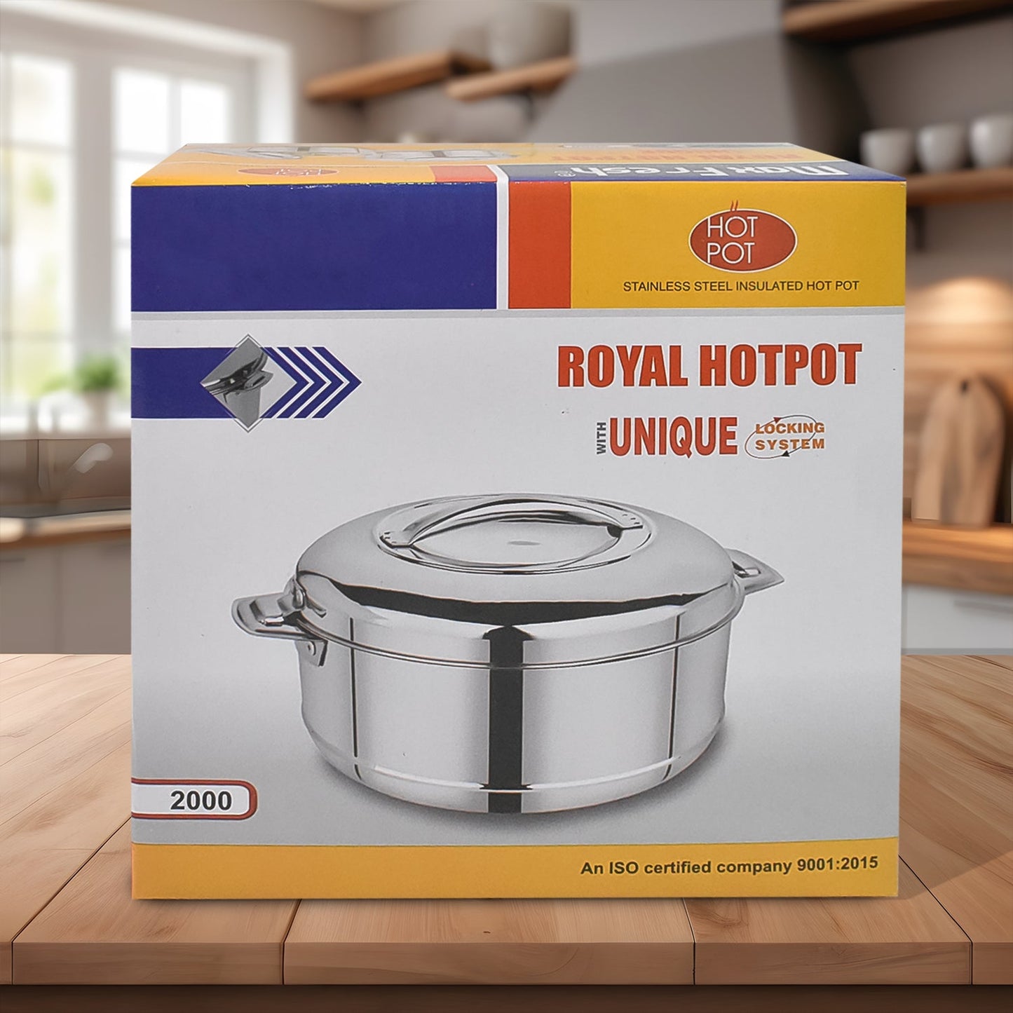 Royal Unique Hot Pot Stainless Steel Insulated Serving Casserole with Lid Handle (2000 ML)