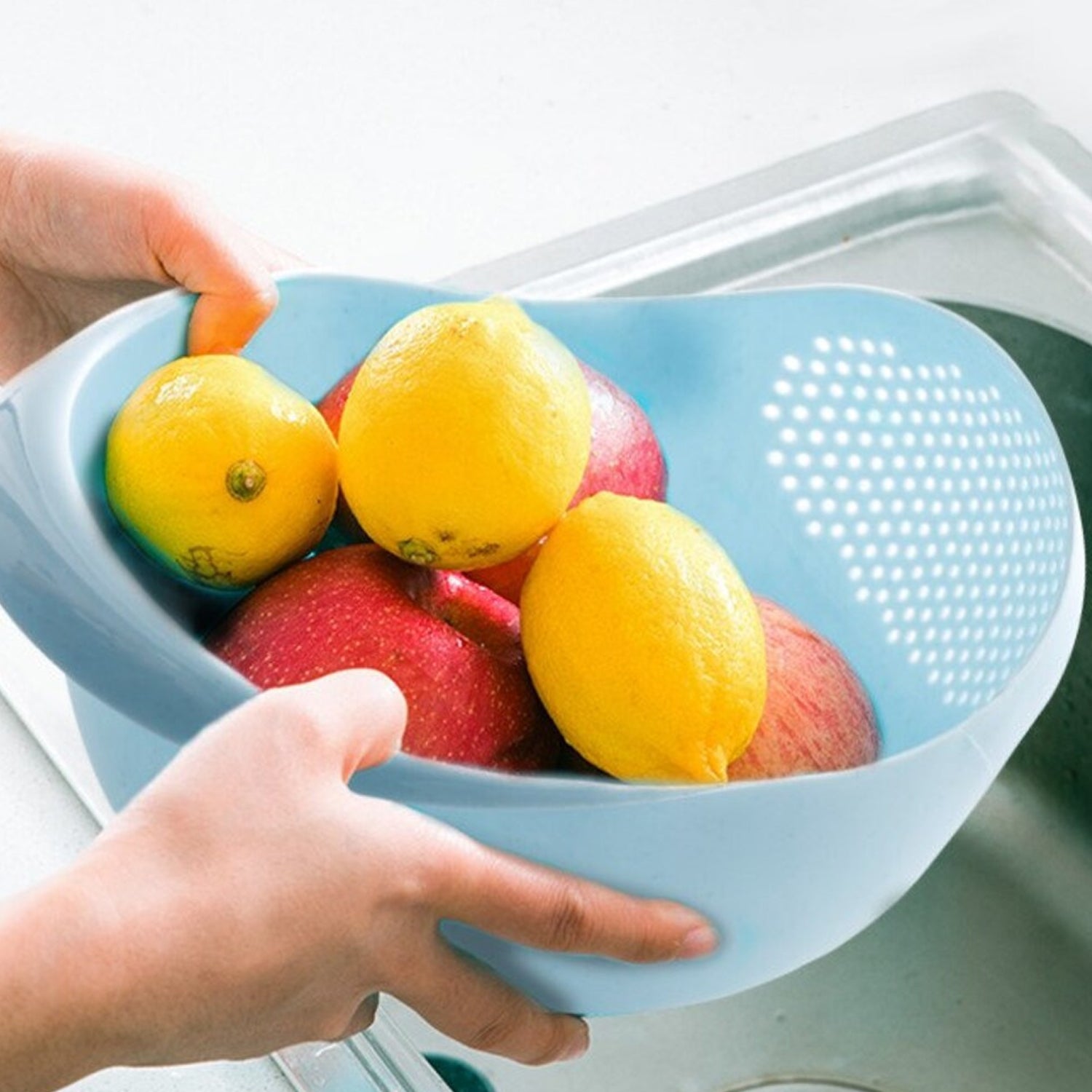 Plastic Rice Bowl / Food Strainer Thick Drain Basket for Rice, Vegetable & Fruit, Strainer Colander, Fruit Basket, Pasta Strainer, Washing Bowl (1 pc ) - Springkart 
