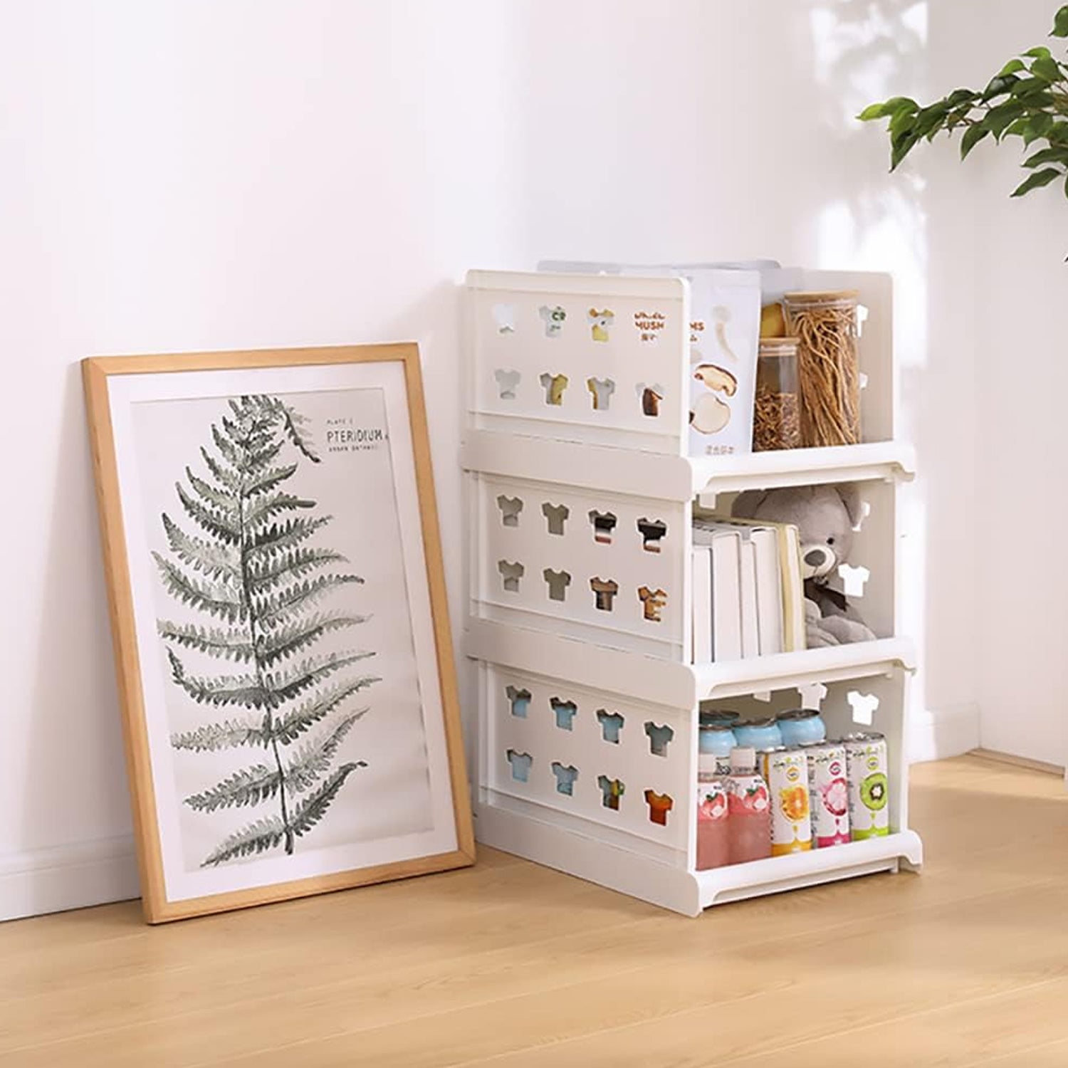 3 Layer Stackable Multifunctional Storage,for Clothes Foldable Drawer Shelf Basket Utility Cart Rack Storage Organizer Cart for Kitchen, Pantry Closet, Bedroom, Bathroom, Laundry(3 Layer 1 Pc) - Springkart 