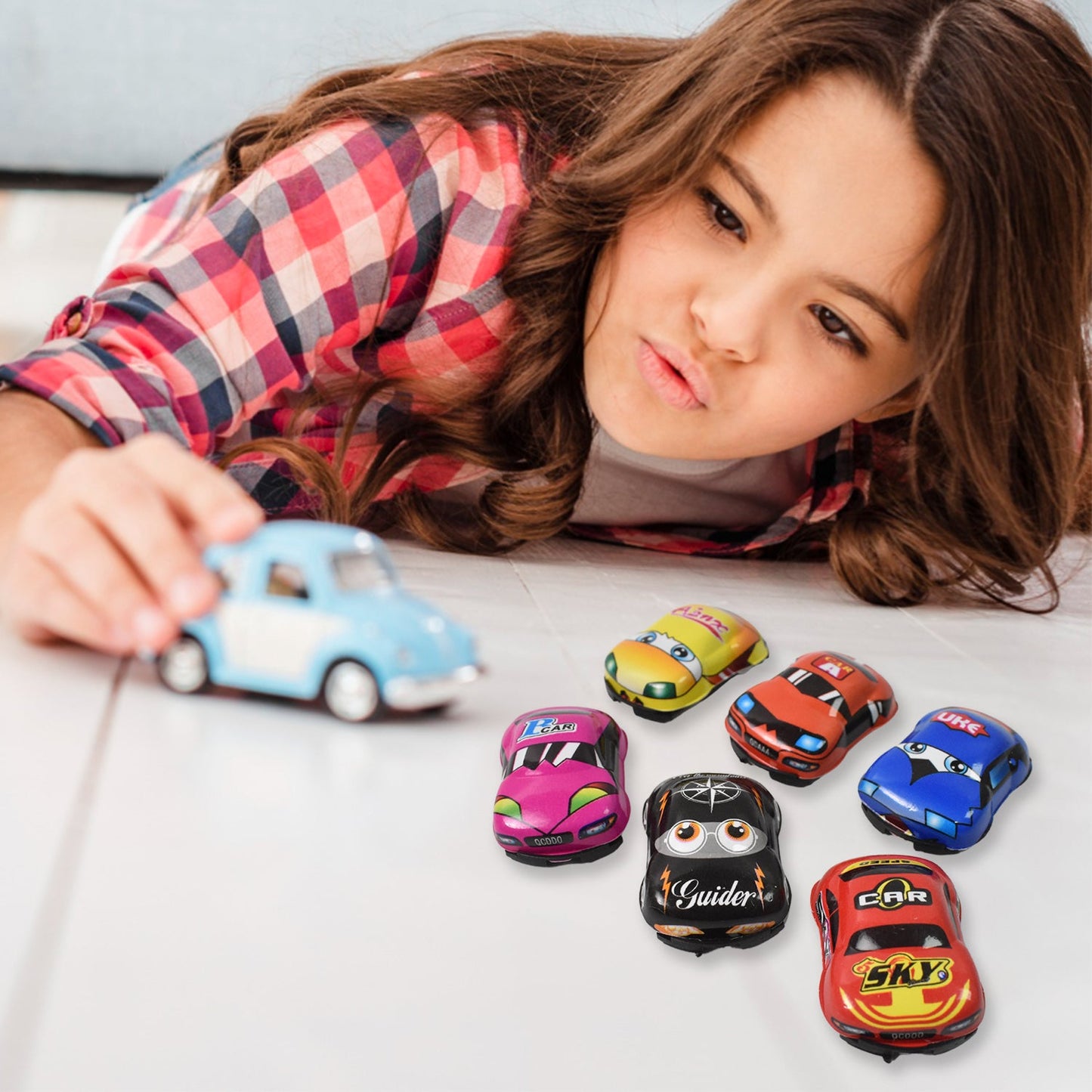 Mini Pull Back Car & Aeroplane PVC Plastic Pull Back Car Cartoon Toys (12 Pcs Set) - Springkart 