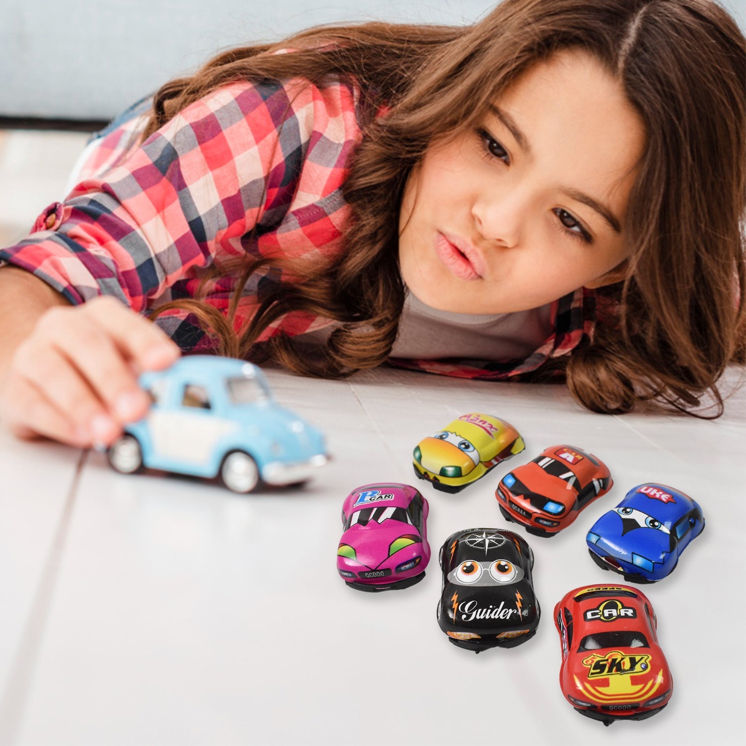Mini Pull Back Car & Aeroplane PVC Plastic Pull Back Car Cartoon Toys (12 Pcs Set) - Springkart 