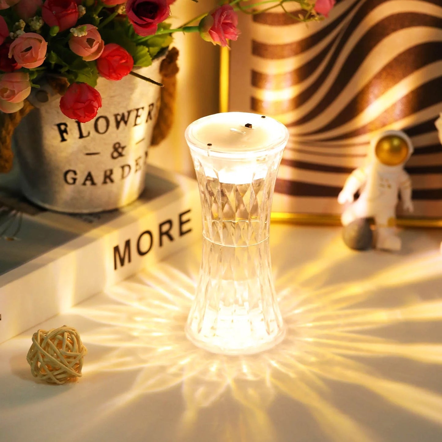 Crystal Lamp, Universal Night Light, Soft Lighting, Eye Protection for Nursery, Study, Bedroom Transparent Crystal Table Soft Lighting Multipurpose for Hotel for Office for Children's Room (12Pc MOQ) - Springkart 