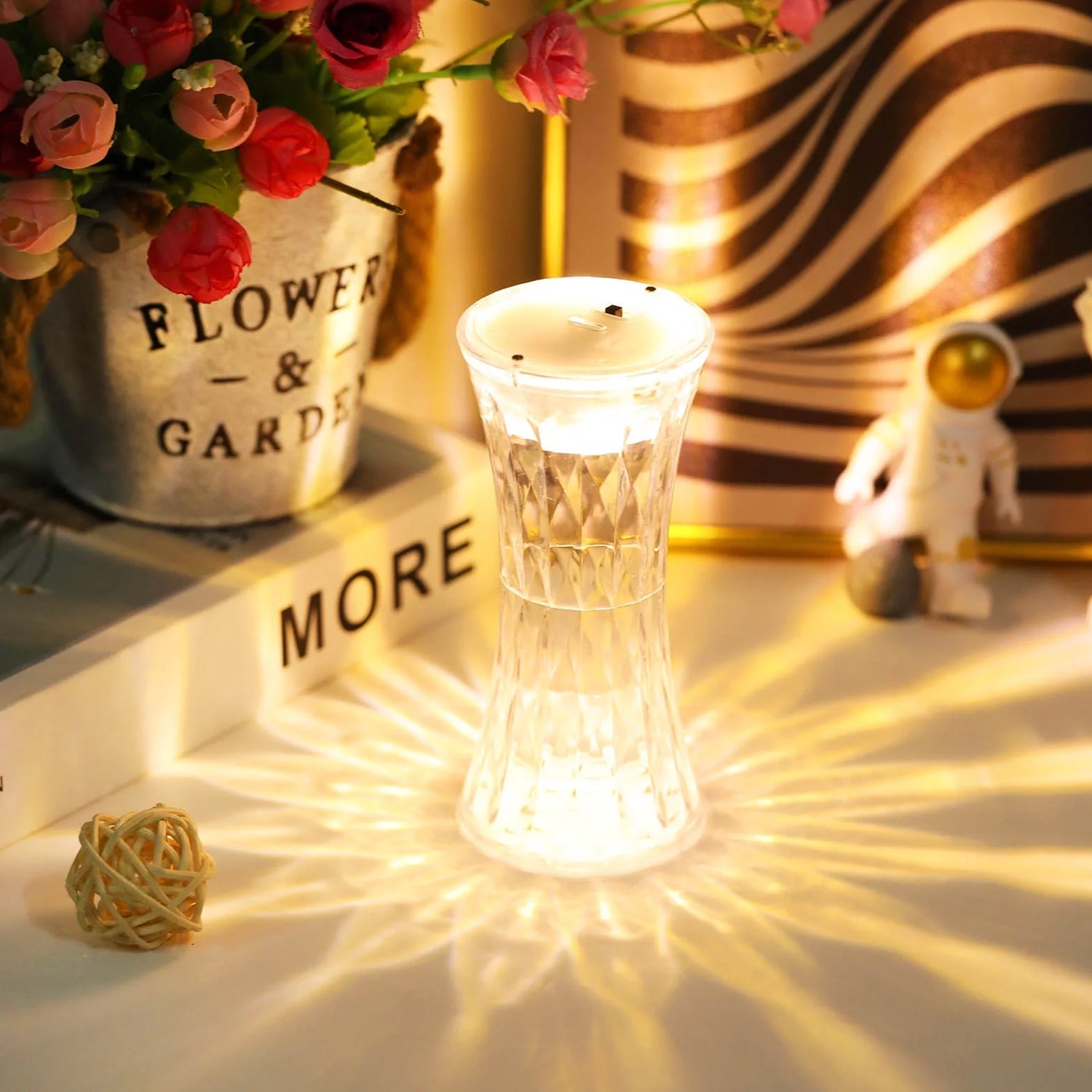 Crystal Lamp, Universal Night Light, Soft Lighting, Eye Protection for Nursery, Study, Bedroom Transparent Crystal Table Soft Lighting Multipurpose for Hotel for Office for Children's Room (12Pc MOQ) - Springkart 