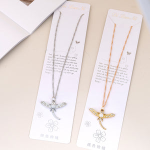 Diamond Studded Dragonfly Necklace (Random Color)